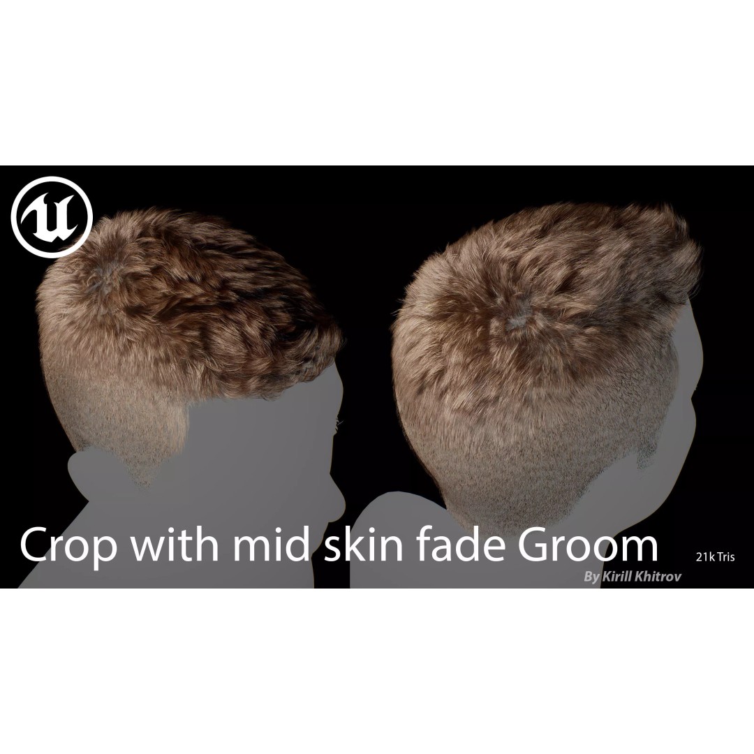 Realistic Hair 3D Model – Textured Crop with Mid Skin Fade, FBX - View 12