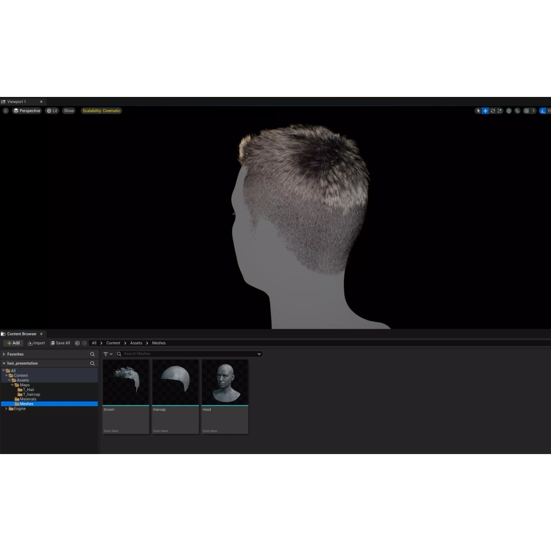 Realistic Hair 3D Model – Textured Crop with Mid Skin Fade, FBX - View 13