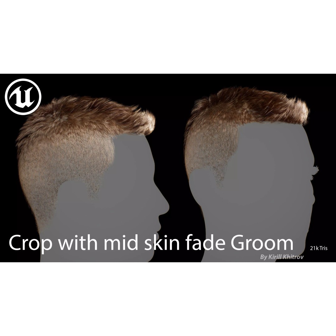 Realistic Hair 3D Model – Textured Crop with Mid Skin Fade, FBX - View 4