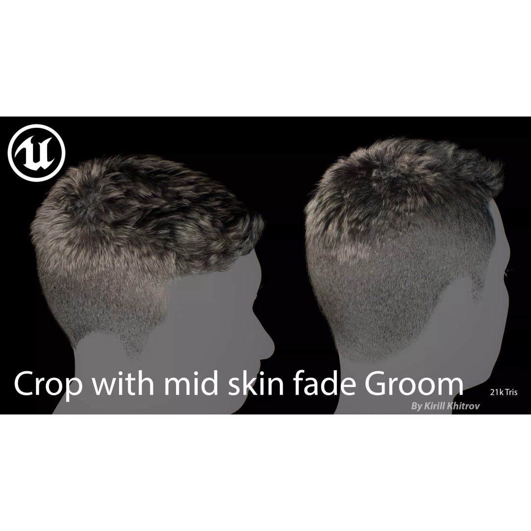 Realistic Hair 3D Model – Textured Crop with Mid Skin Fade, FBX - View 7