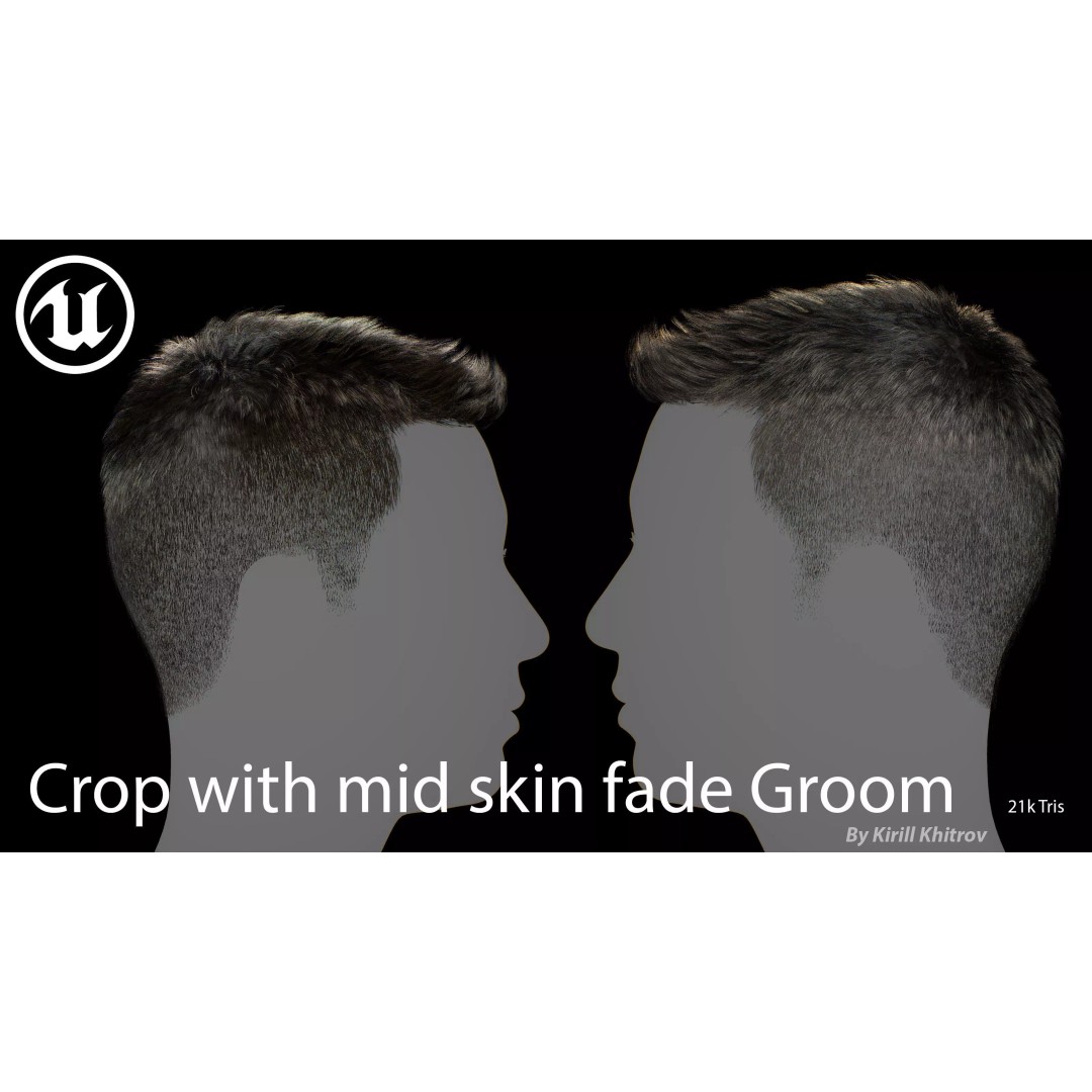 Realistic Hair 3D Model – Textured Crop with Mid Skin Fade, FBX - View 8