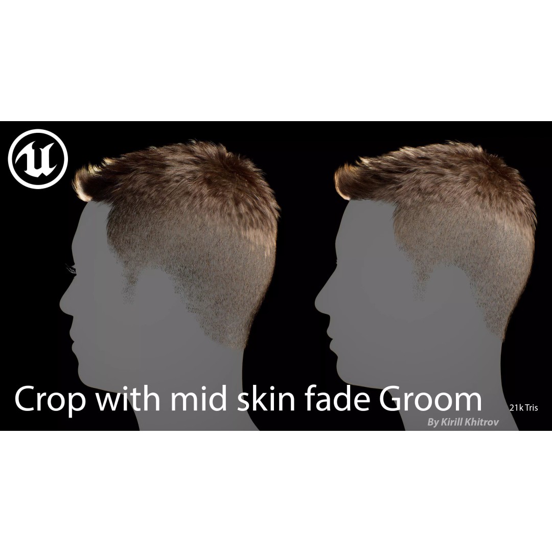 Realistic Hair 3D Model – Textured Crop with Mid Skin Fade, FBX - View 9