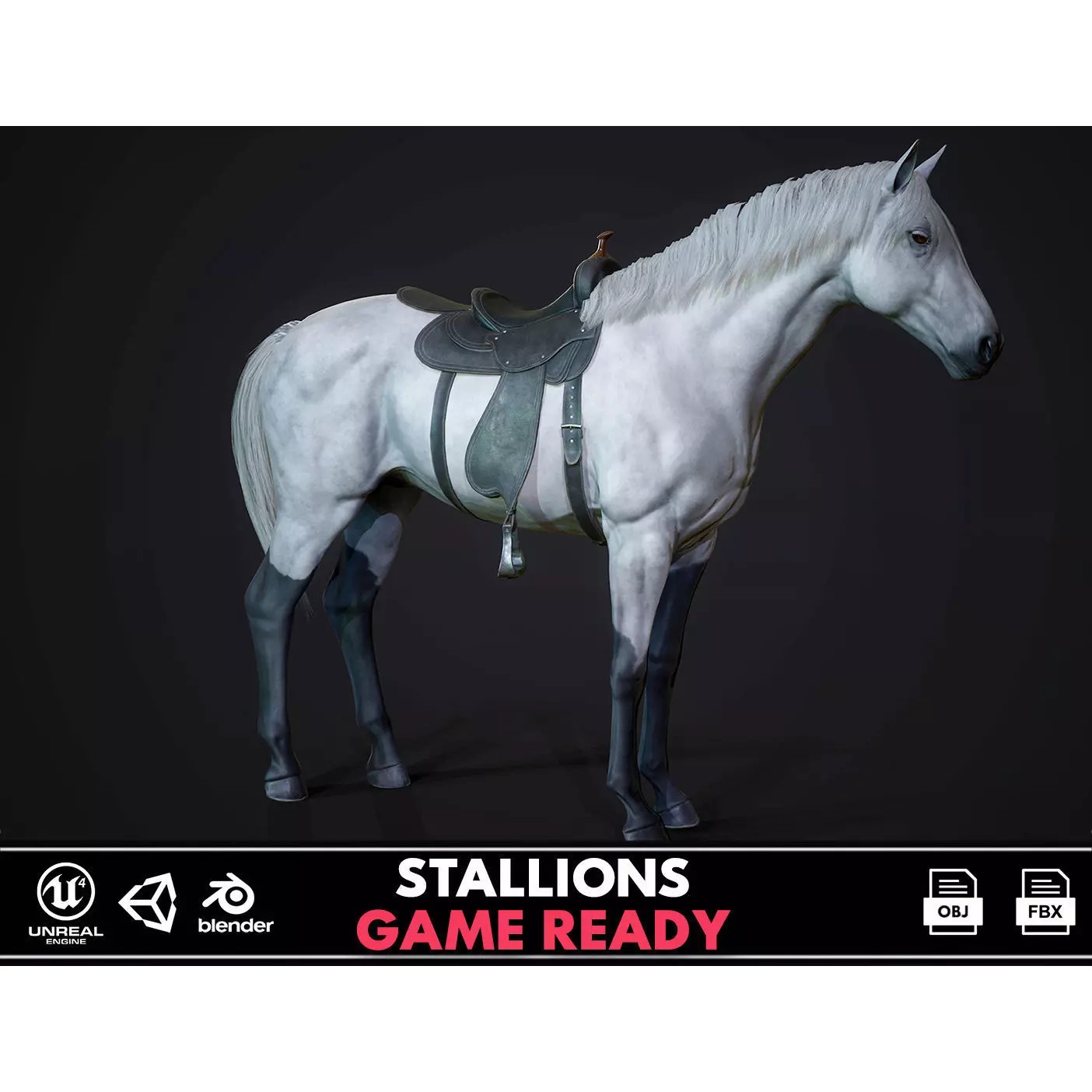 Stallions - Low-Poly Game-Ready 3D Model - View 2