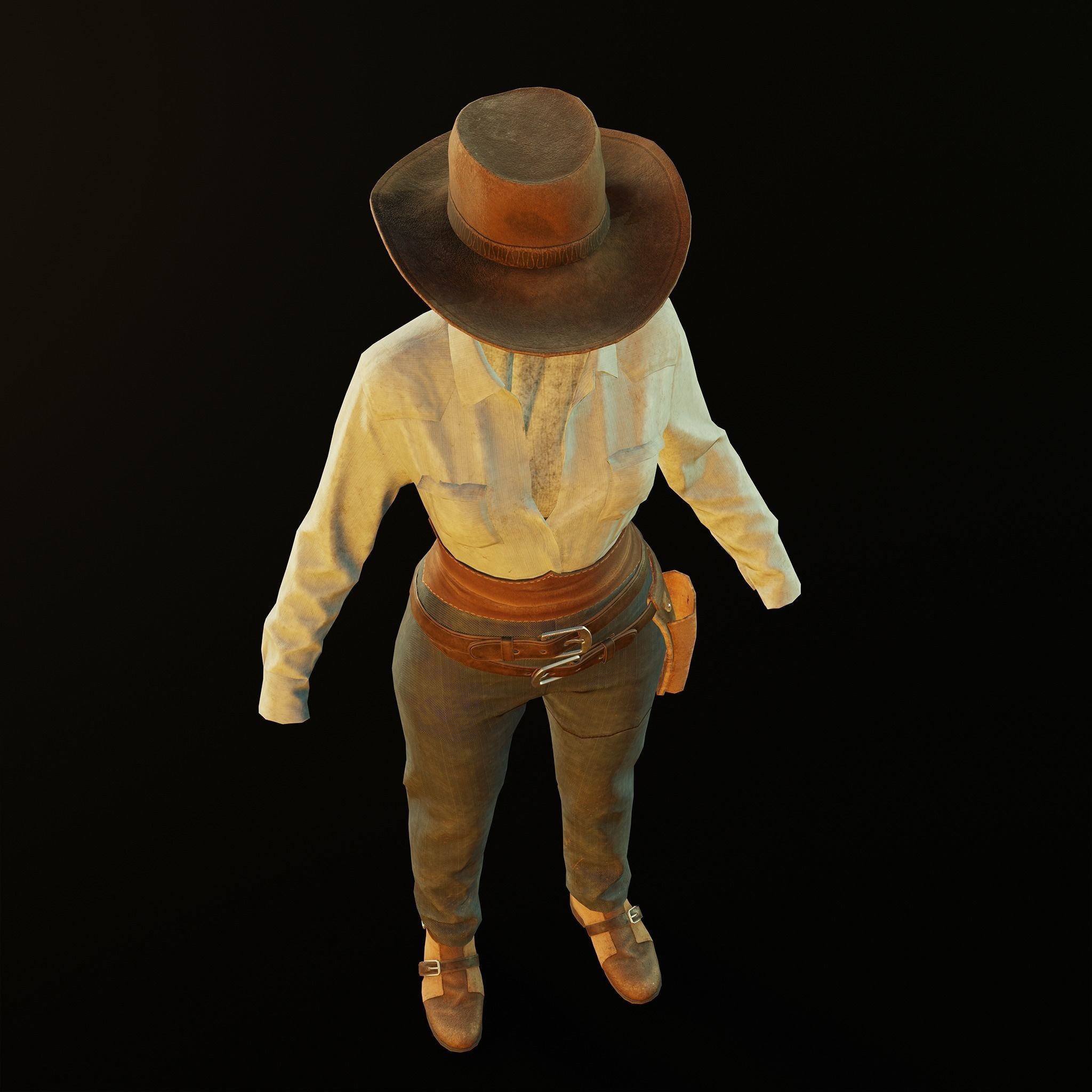 Cowgirl Outfit - Low-Poly Game-Ready 3D Model - View 3