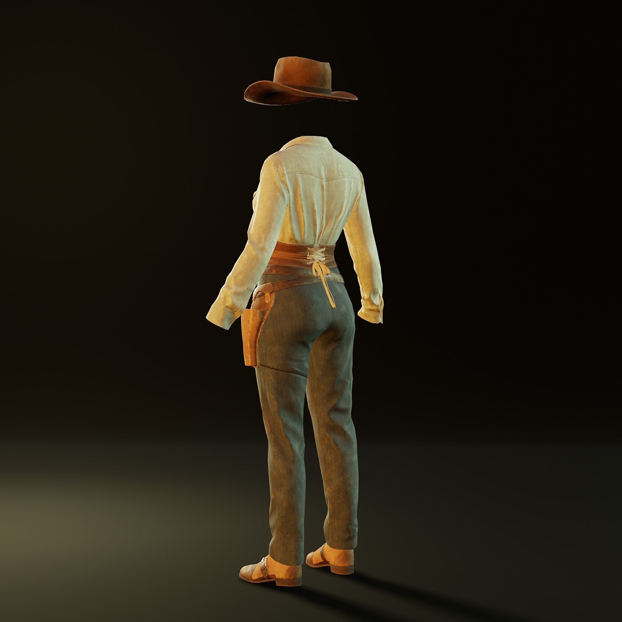 Cowgirl Outfit - Low-Poly Game-Ready 3D Model - View 7