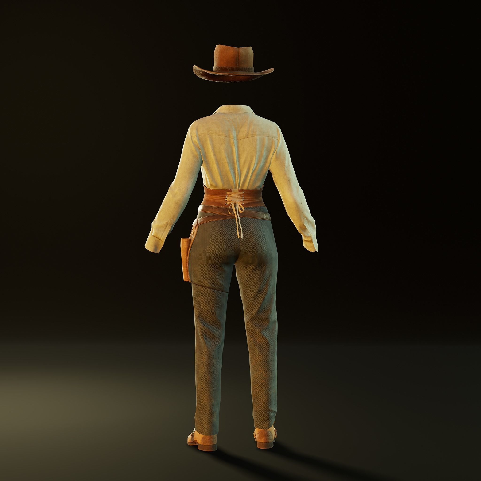 Cowgirl Outfit - Low-Poly Game-Ready 3D Model - View 8
