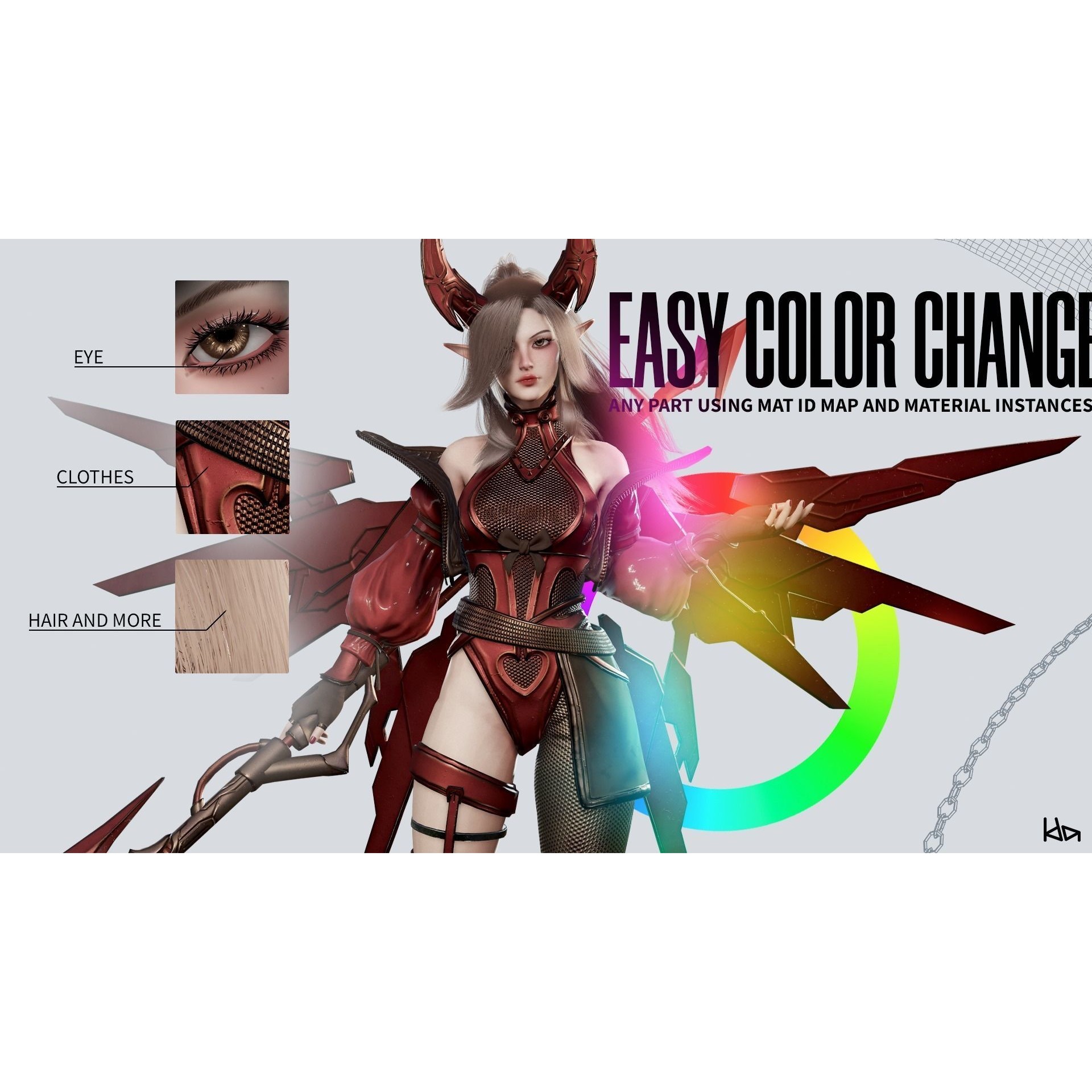 Cosmo Succubus Girl - Low-Poly Game-Ready 3D Model - View 11