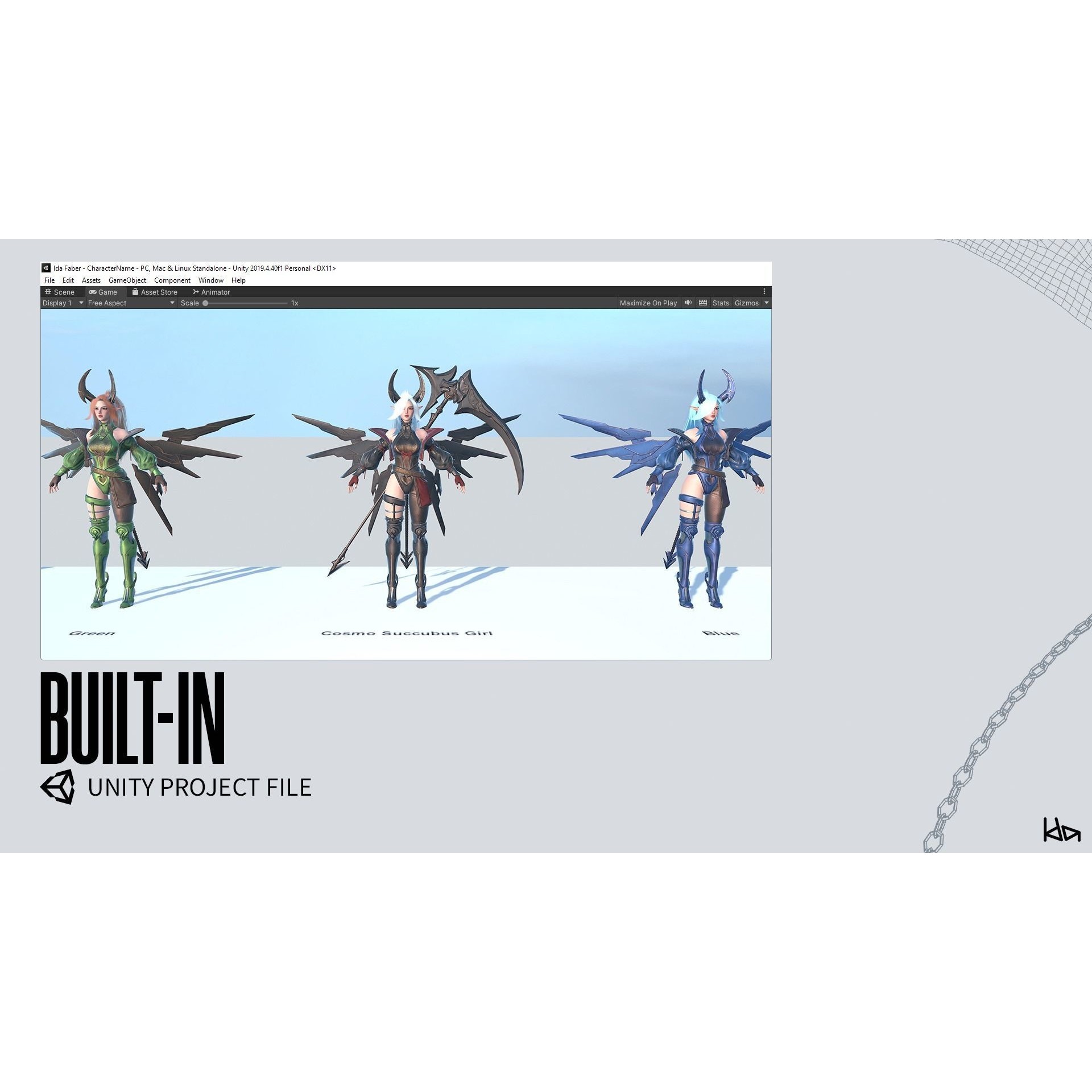 Cosmo Succubus Girl - Low-Poly Game-Ready 3D Model - View 28