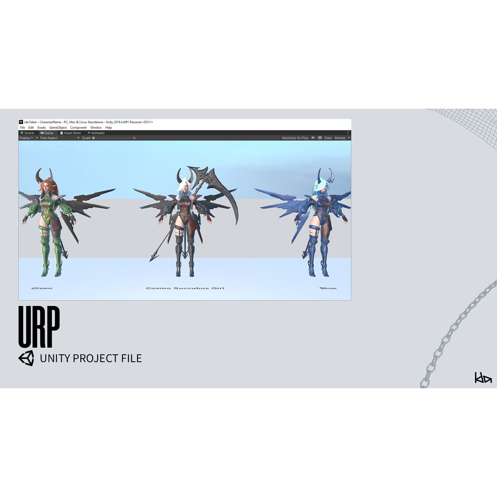 Cosmo Succubus Girl - Low-Poly Game-Ready 3D Model - View 29