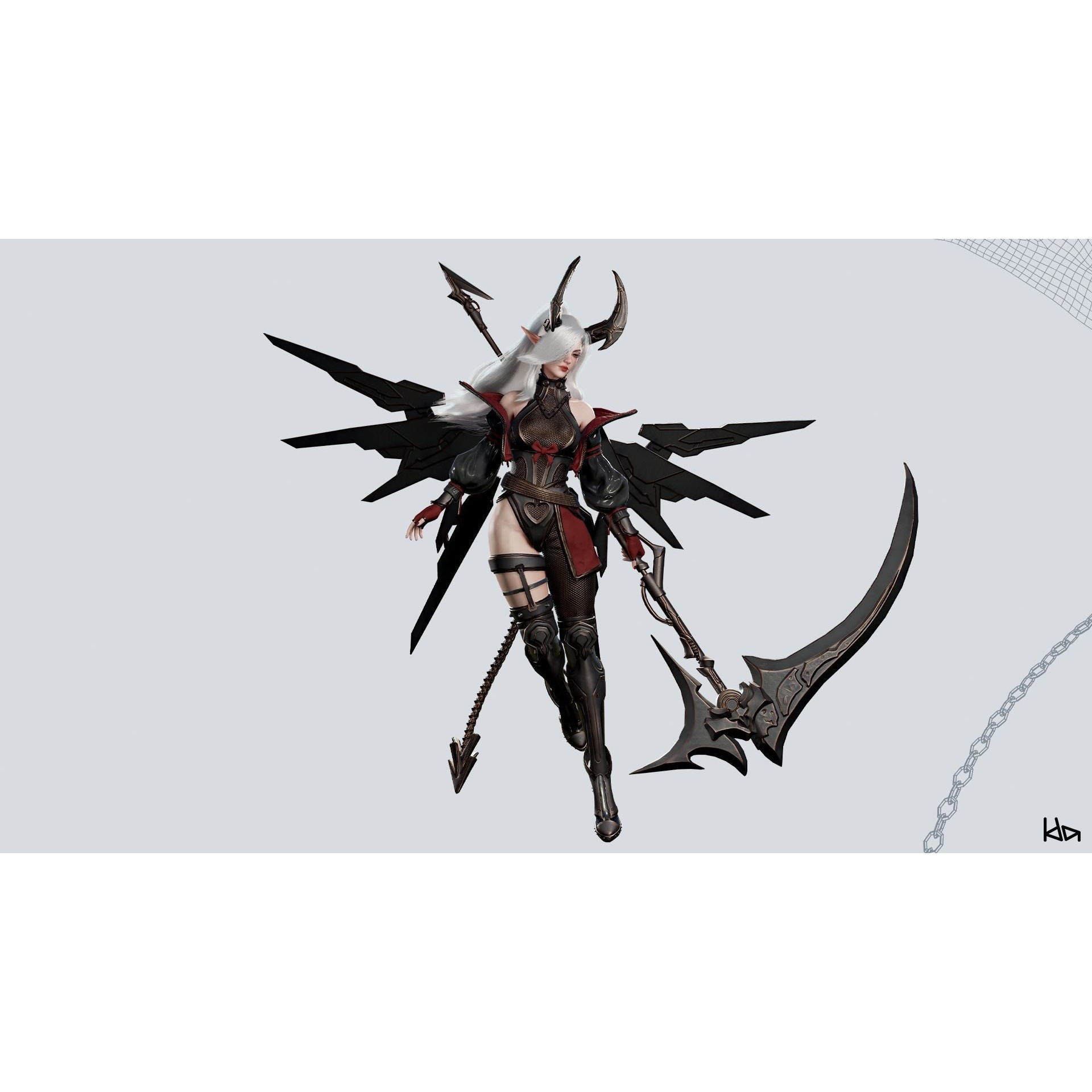 Cosmo Succubus Girl - Low-Poly Game-Ready 3D Model - View 3