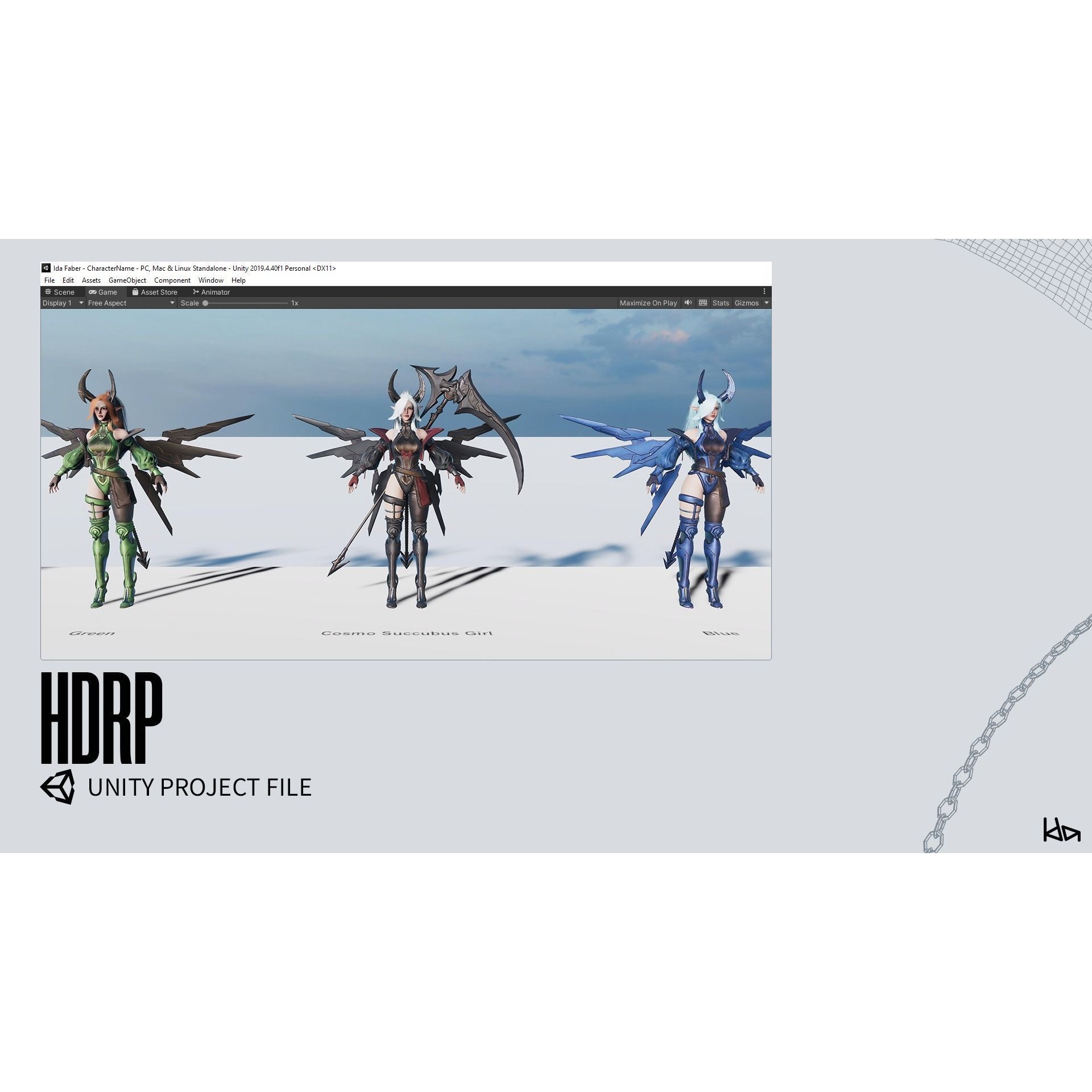 Cosmo Succubus Girl - Low-Poly Game-Ready 3D Model - View 30