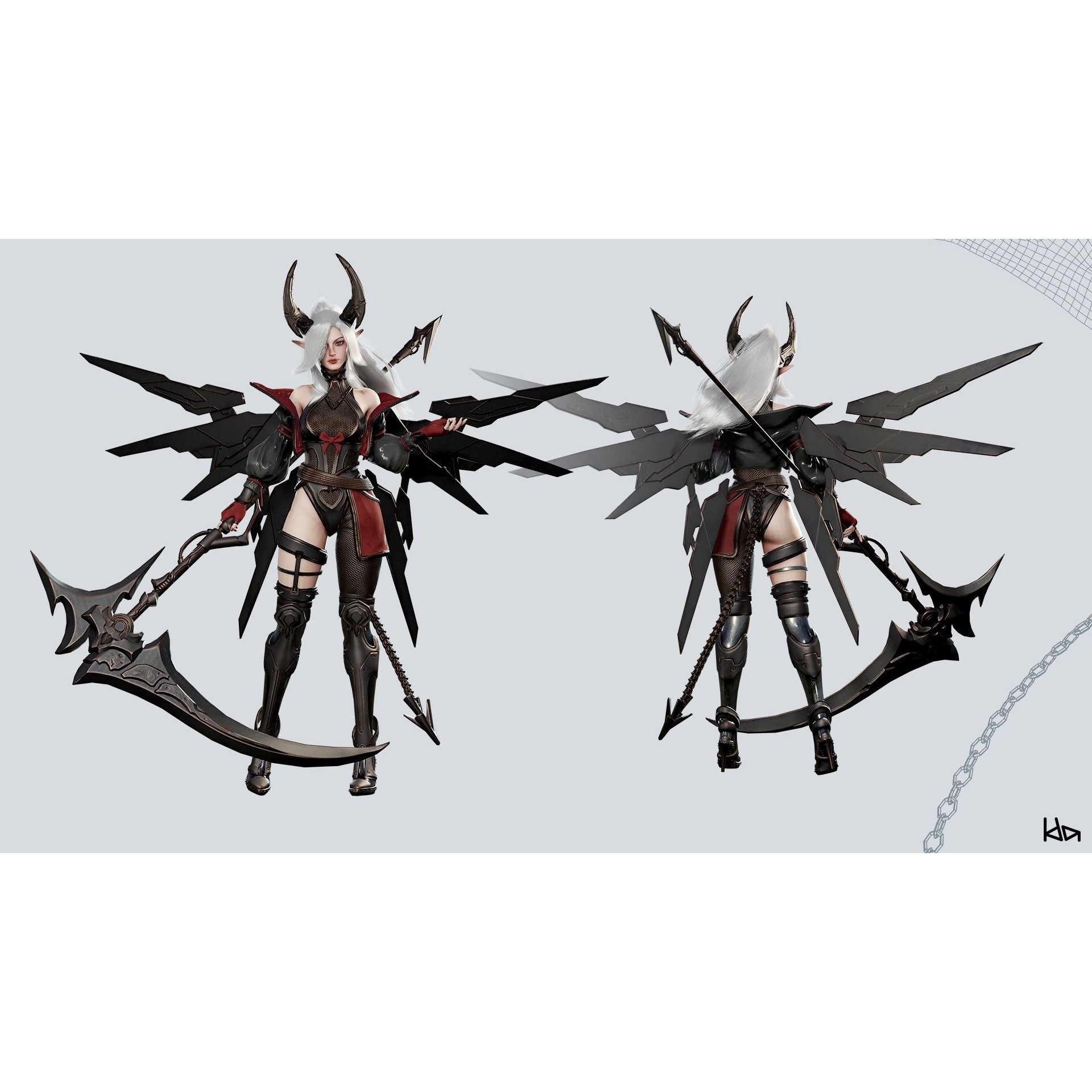 Cosmo Succubus Girl - Low-Poly Game-Ready 3D Model - View 34