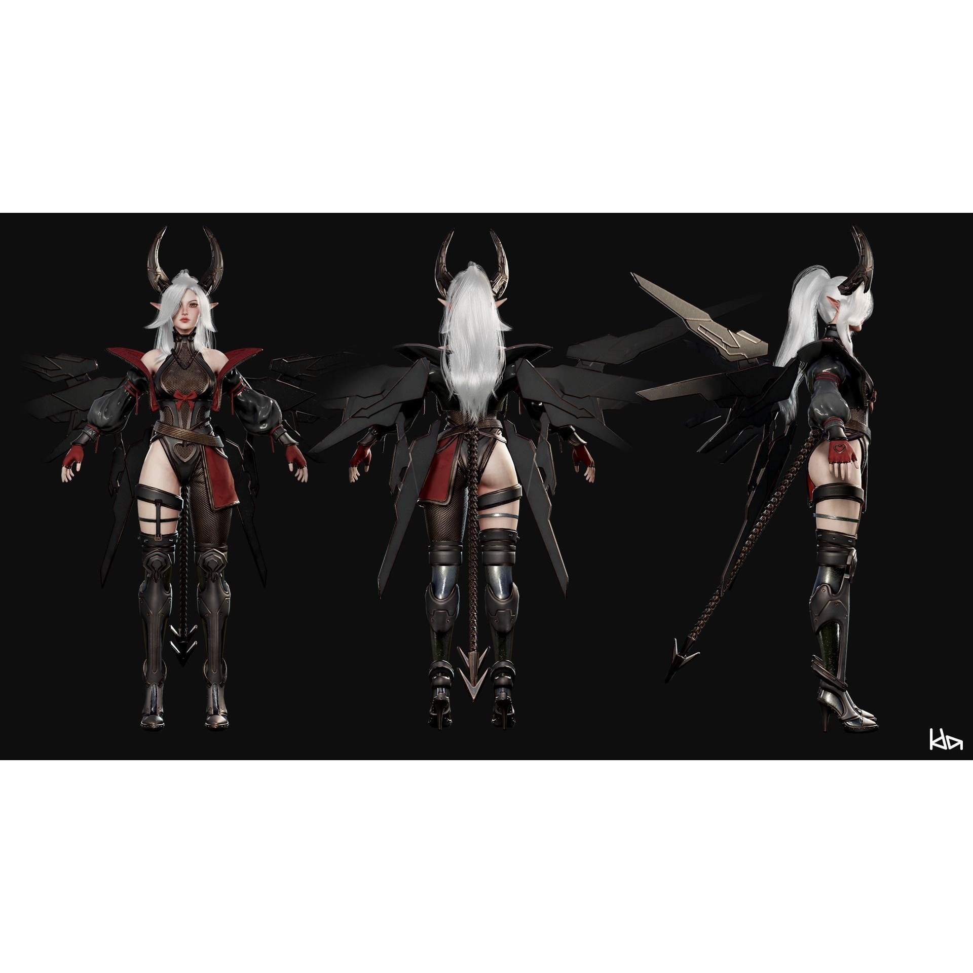 Cosmo Succubus Girl - Low-Poly Game-Ready 3D Model - View 35