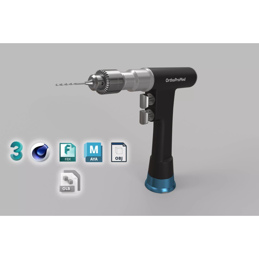 Surgical Drill 3D Model – Medical Equipment, PBR Textures, FBX - View 2