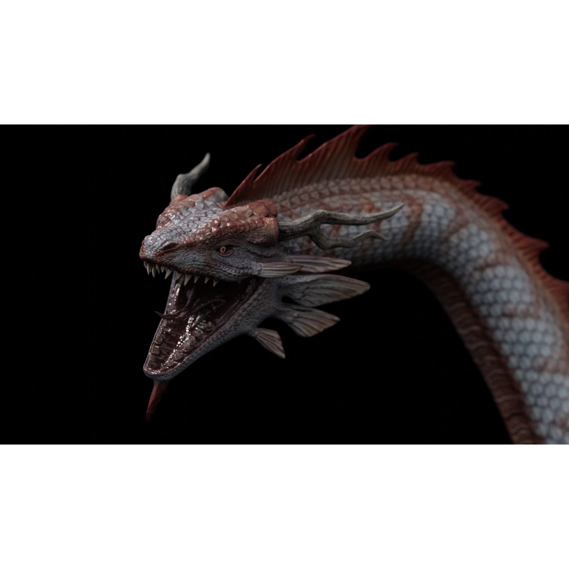 Asian Serpent Dragon - Low-Poly Game-Ready 3D Model - View 11
