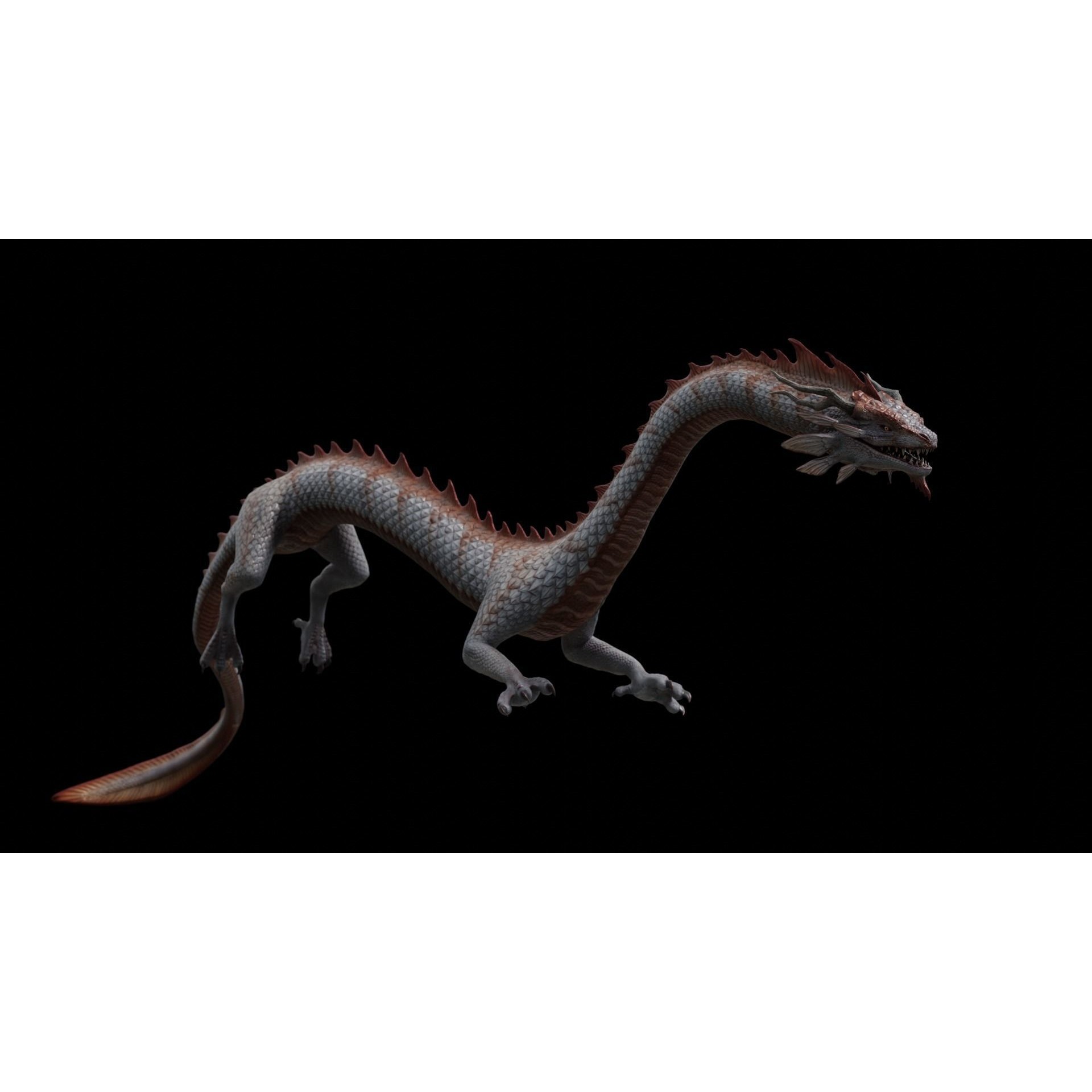 Asian Serpent Dragon - Low-Poly Game-Ready 3D Model - View 13