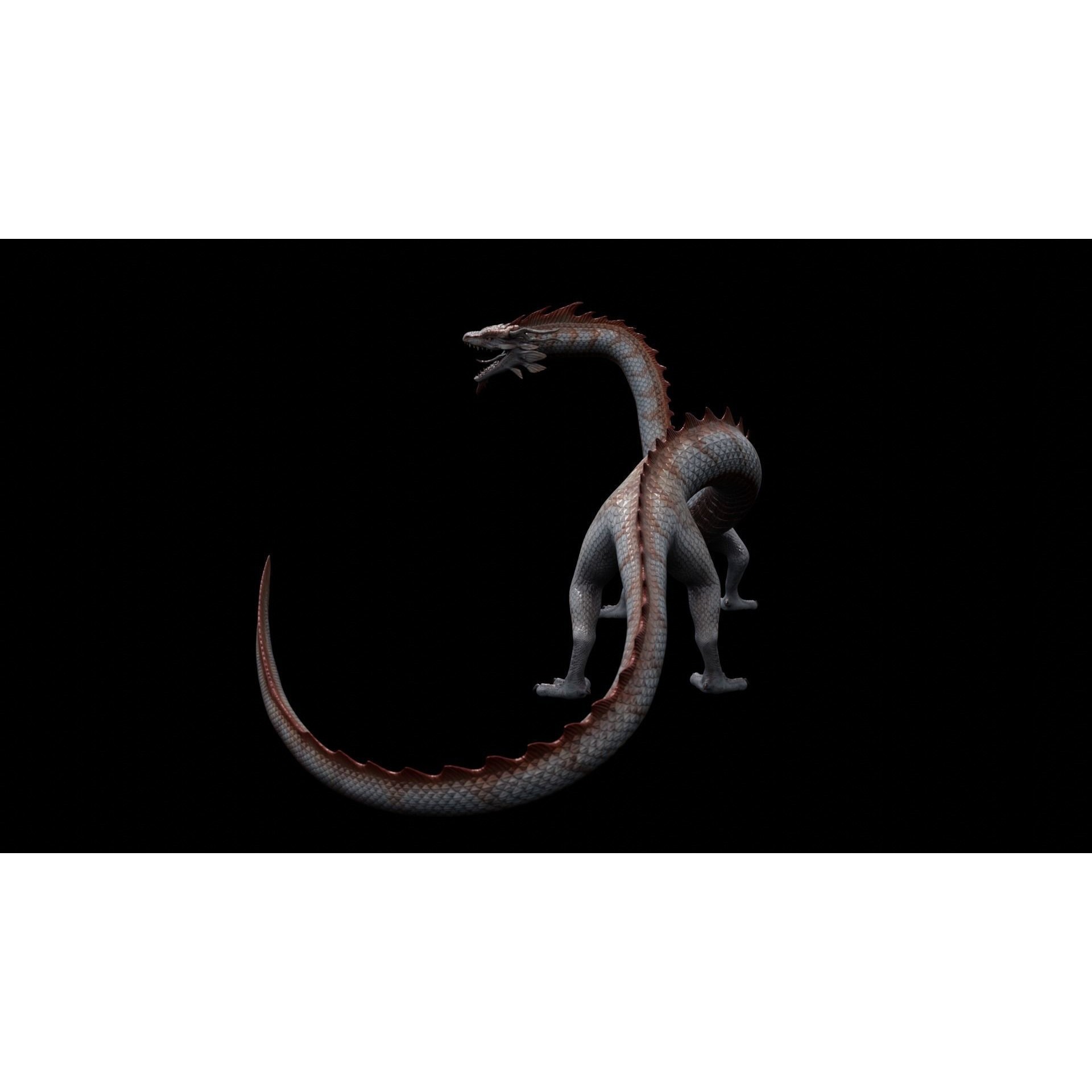 Asian Serpent Dragon - Low-Poly Game-Ready 3D Model - View 15