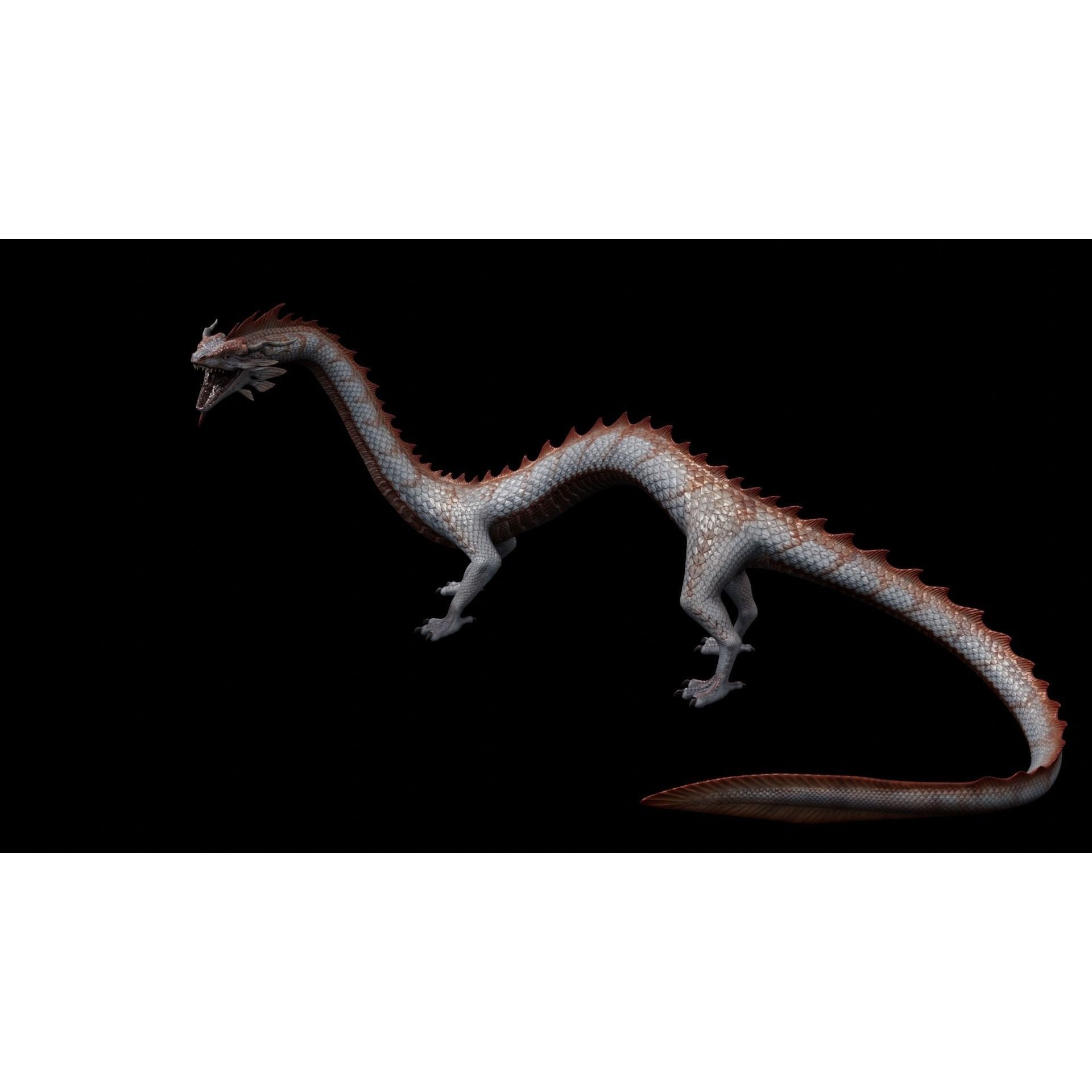 Asian Serpent Dragon - Low-Poly Game-Ready 3D Model - View 17