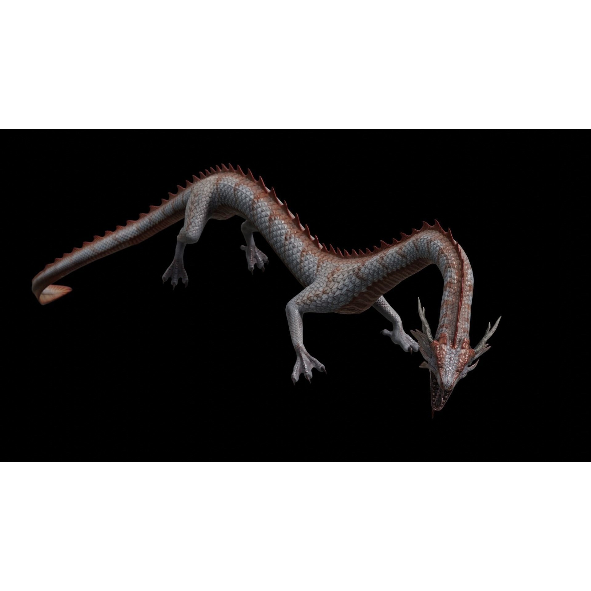 Asian Serpent Dragon - Low-Poly Game-Ready 3D Model - View 18