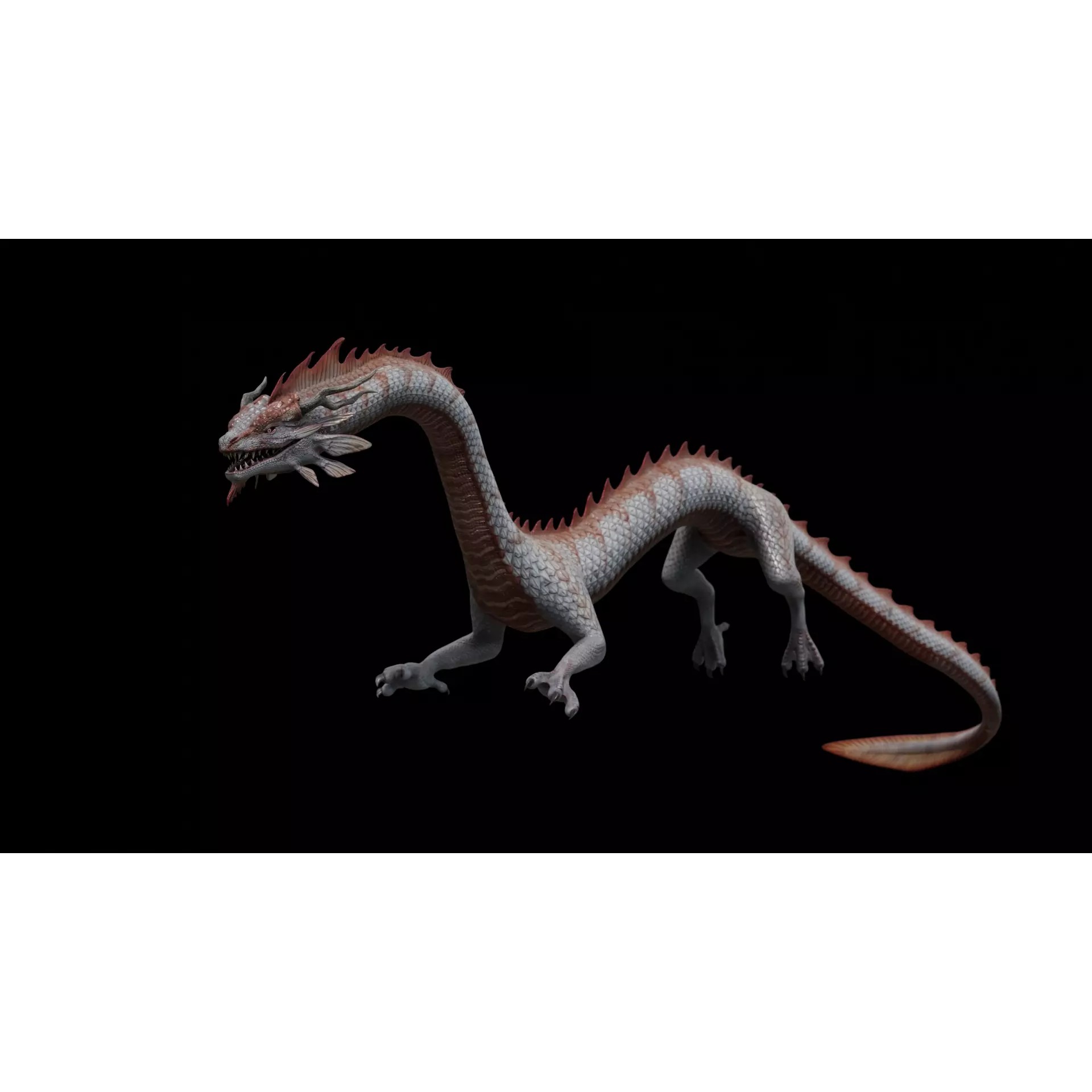 Asian Serpent Dragon - Low-Poly Game-Ready 3D Model - View 2
