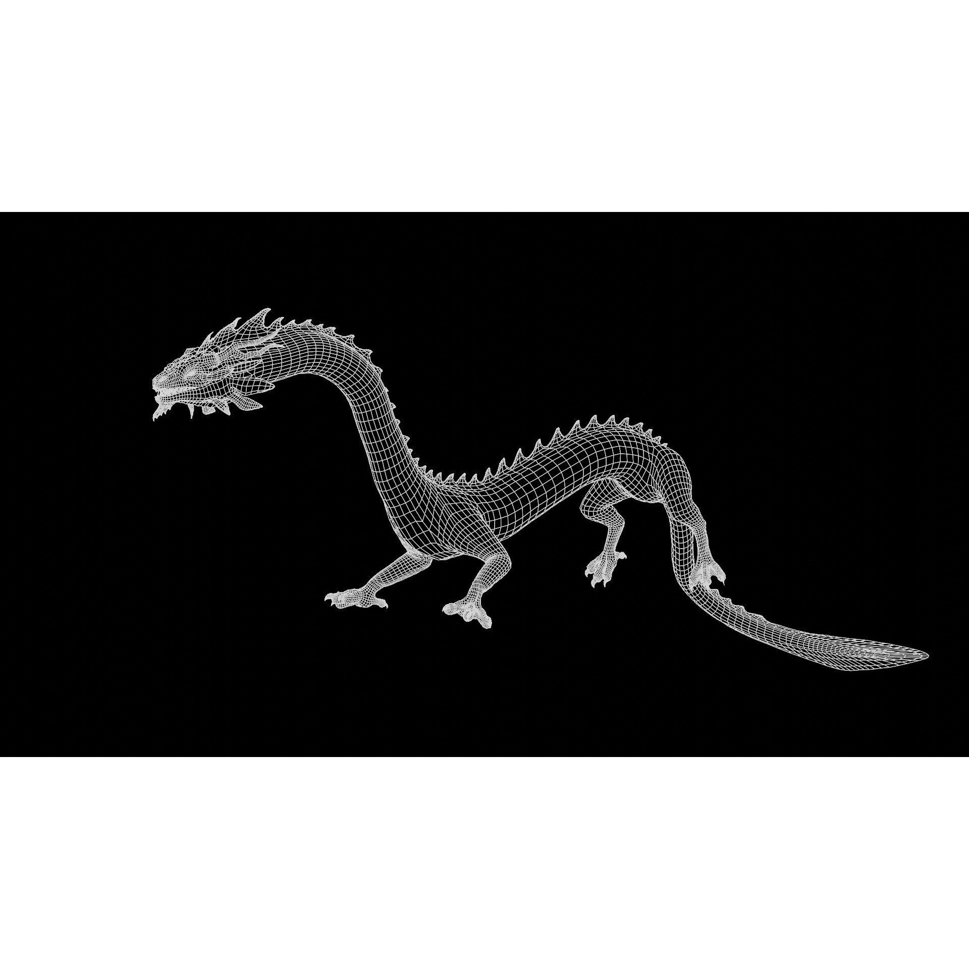 Asian Serpent Dragon - Low-Poly Game-Ready 3D Model - View 21