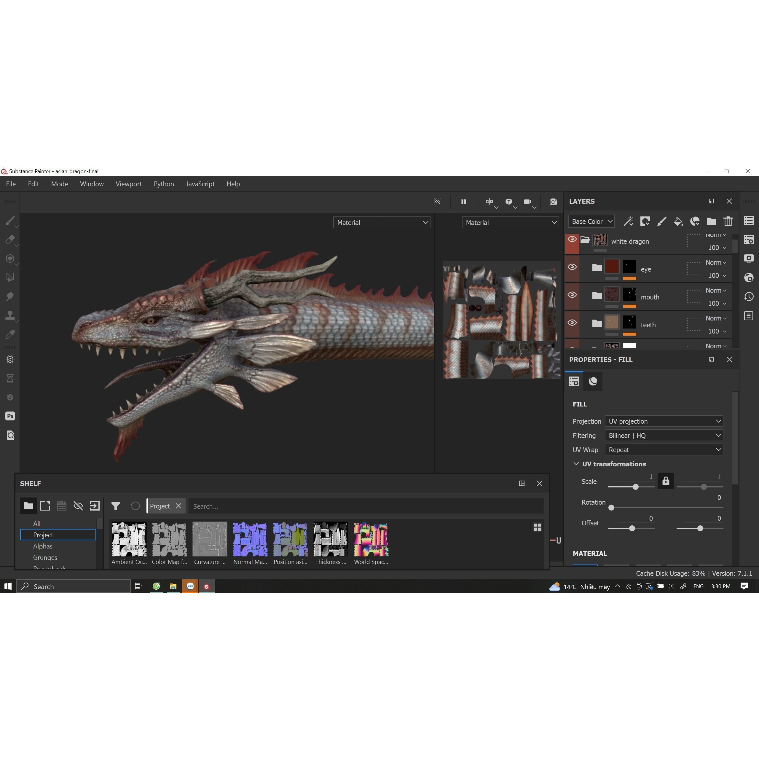 Asian Serpent Dragon - Low-Poly Game-Ready 3D Model - View 22