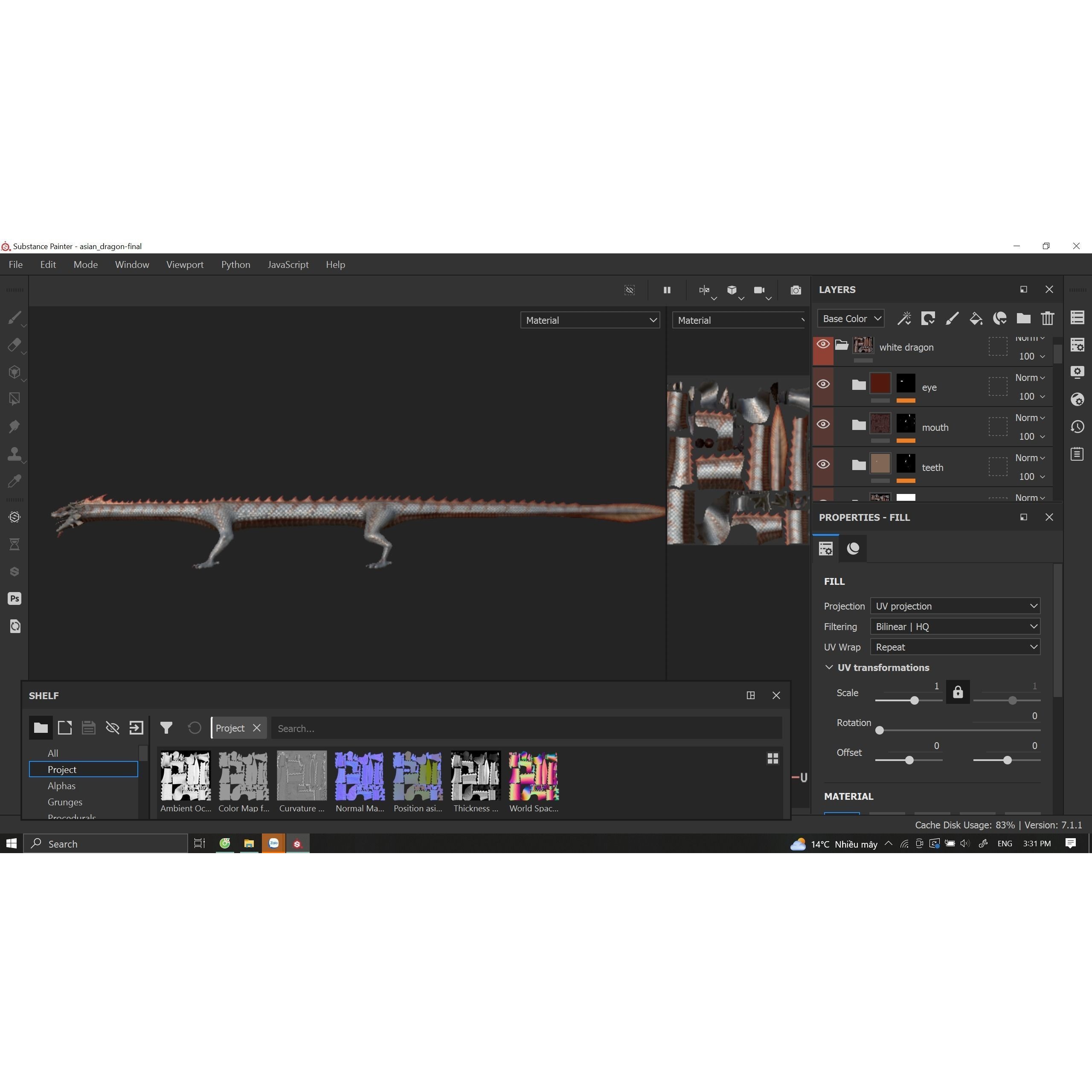 Asian Serpent Dragon - Low-Poly Game-Ready 3D Model - View 25