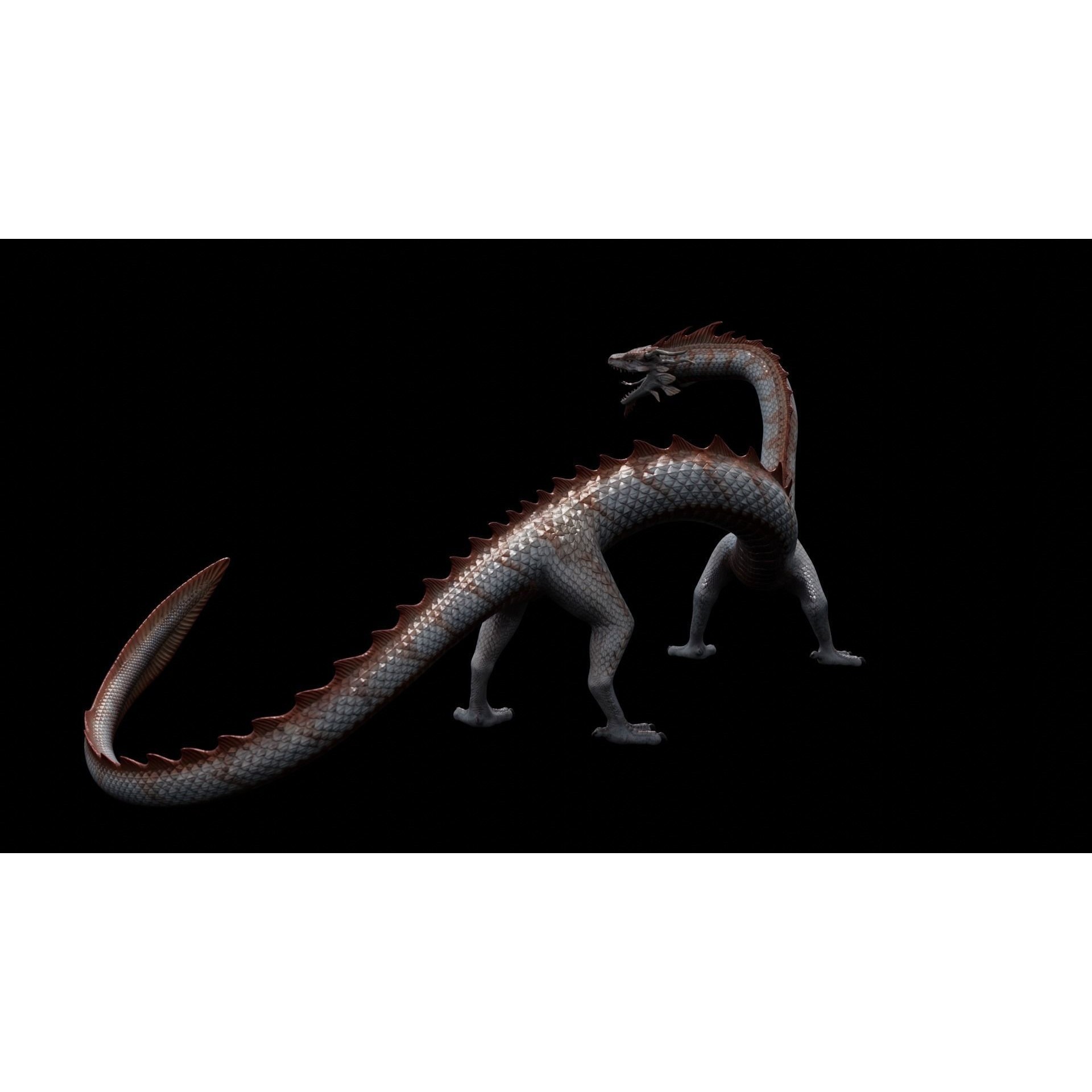 Asian Serpent Dragon - Low-Poly Game-Ready 3D Model - View 33