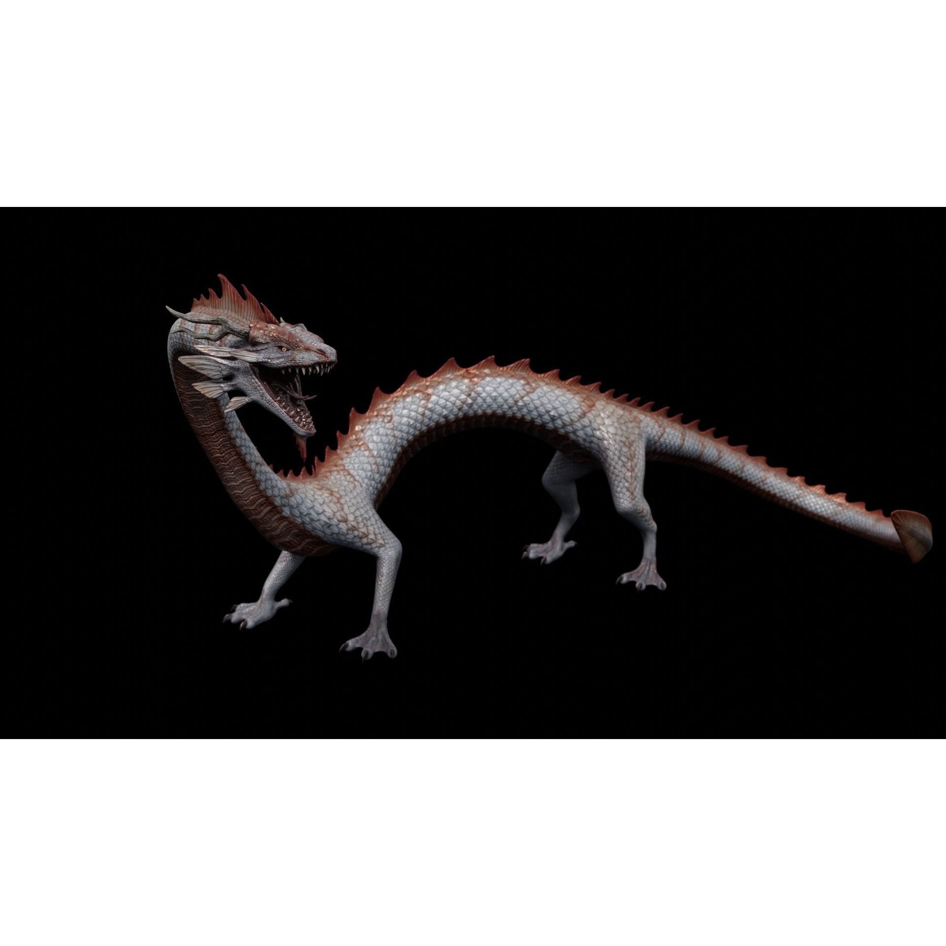 Asian Serpent Dragon - Low-Poly Game-Ready 3D Model - View 35