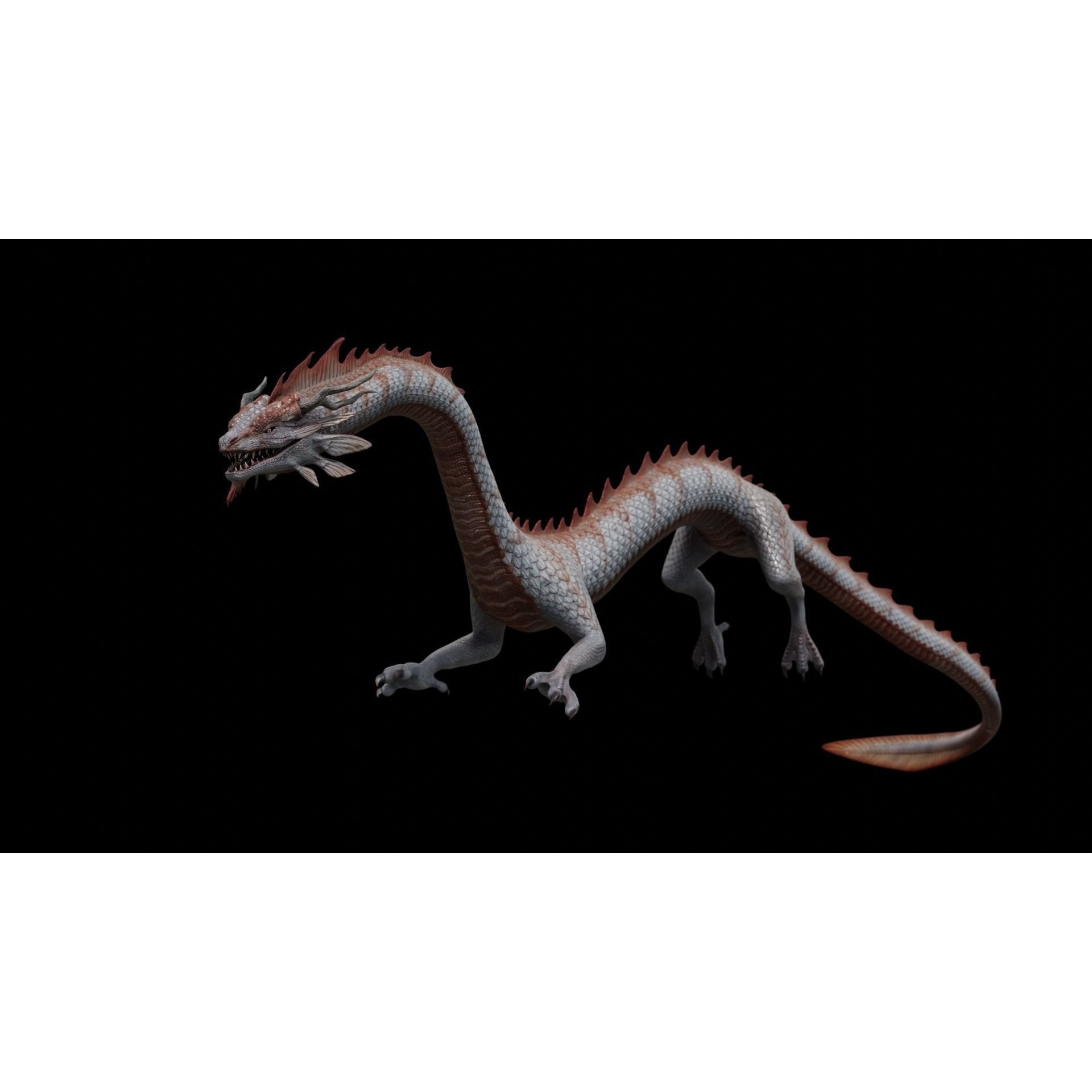 Asian Serpent Dragon - Low-Poly Game-Ready 3D Model - View 36