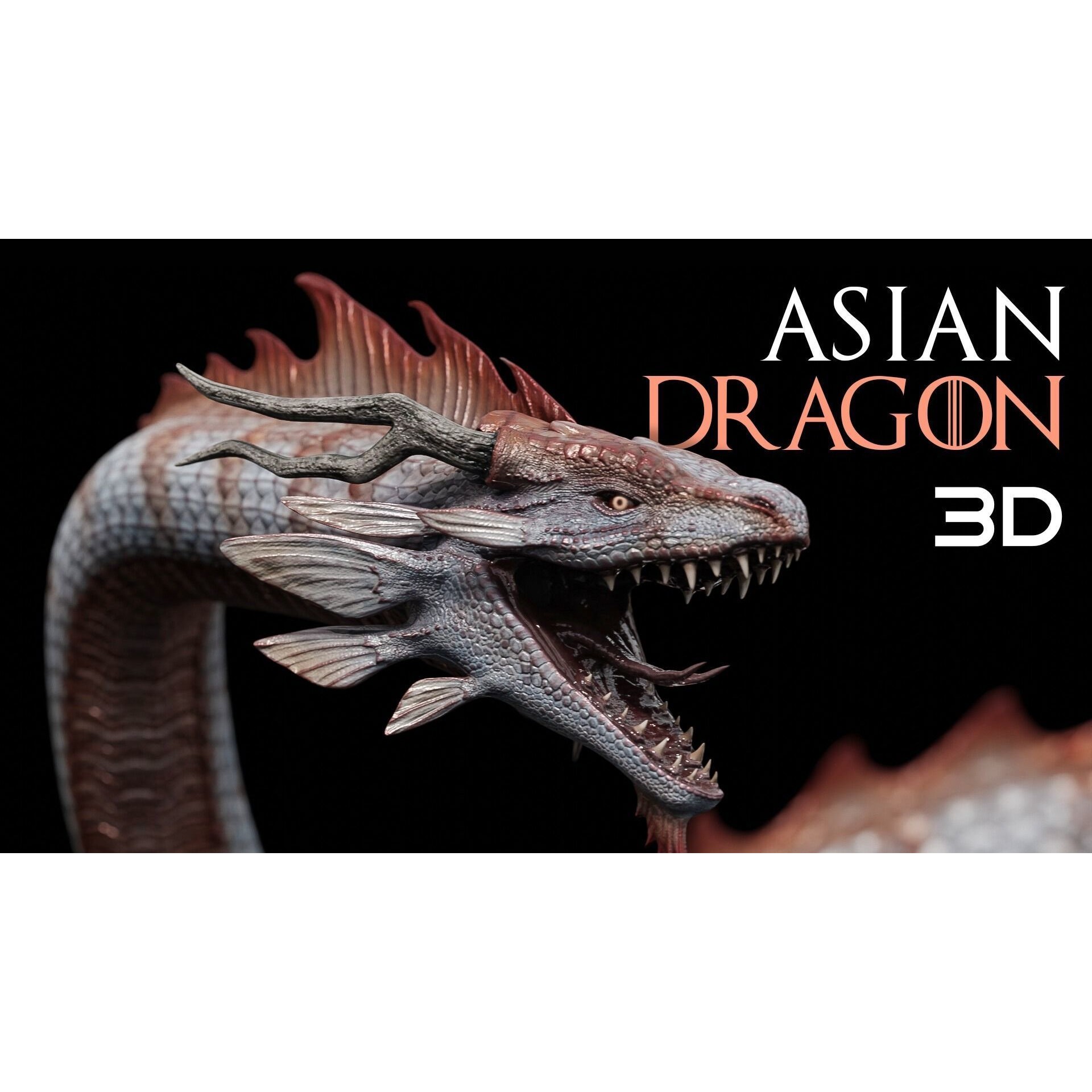 Asian Serpent Dragon - Low-Poly Game-Ready 3D Model - View 4