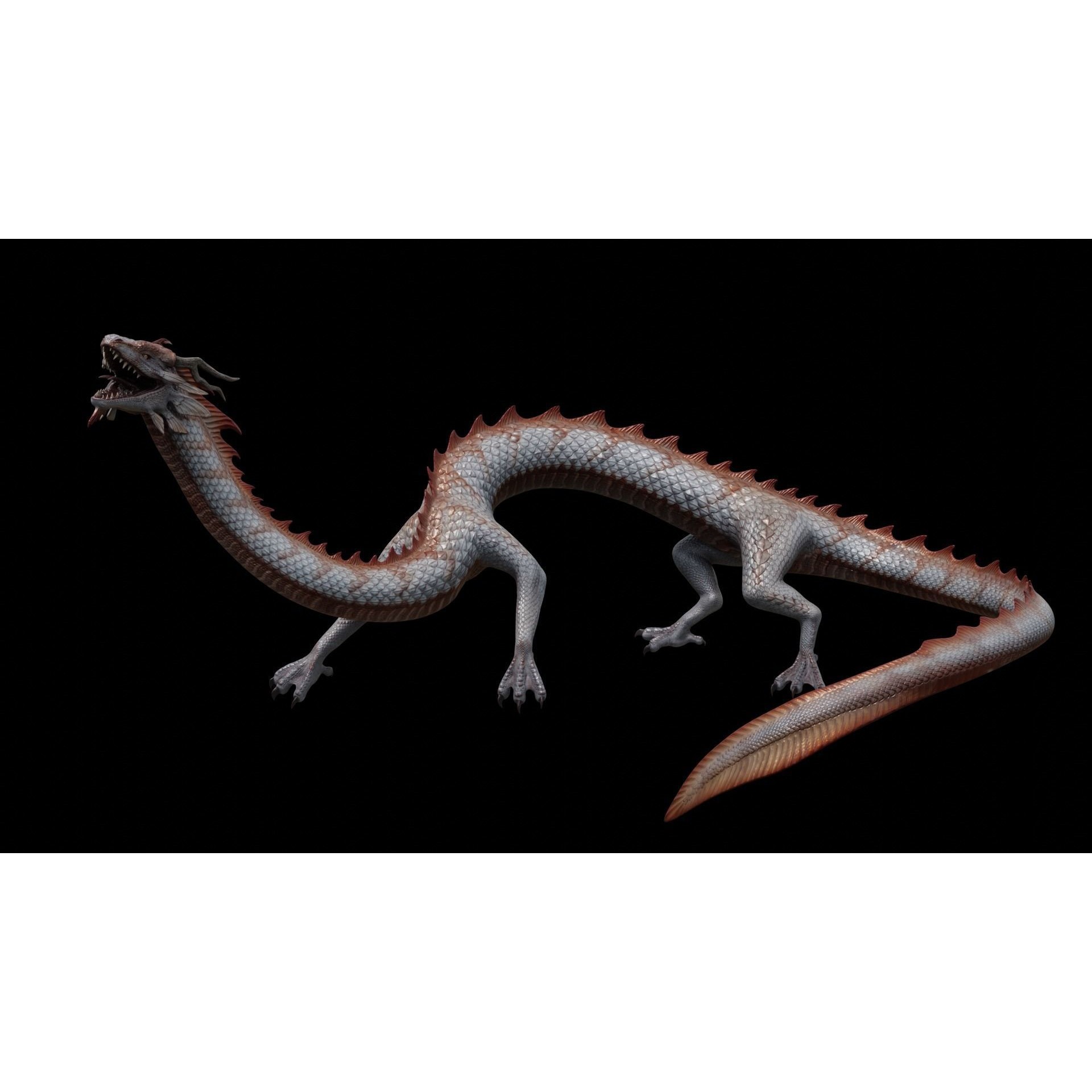 Asian Serpent Dragon - Low-Poly Game-Ready 3D Model - View 42