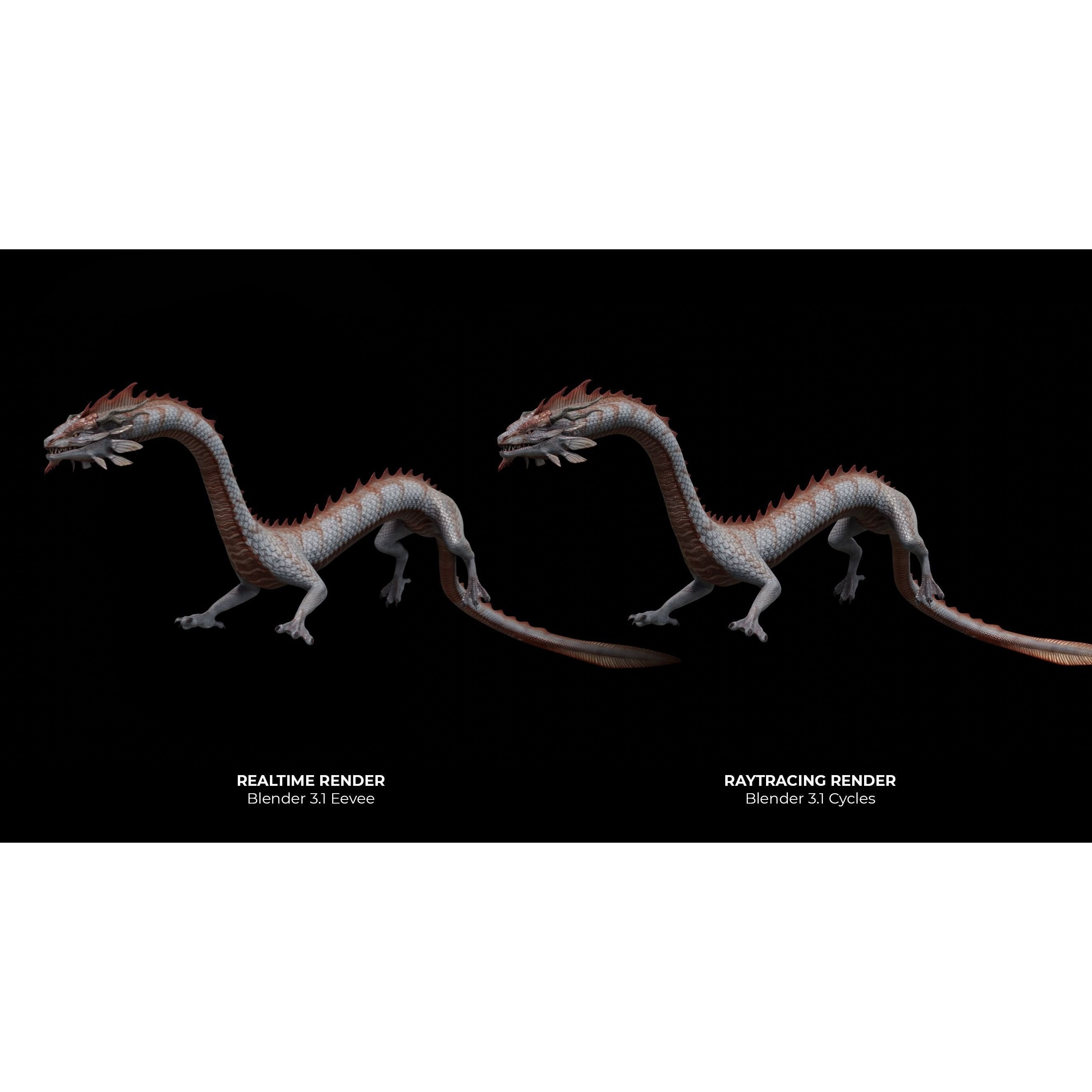 Asian Serpent Dragon - Low-Poly Game-Ready 3D Model - View 5