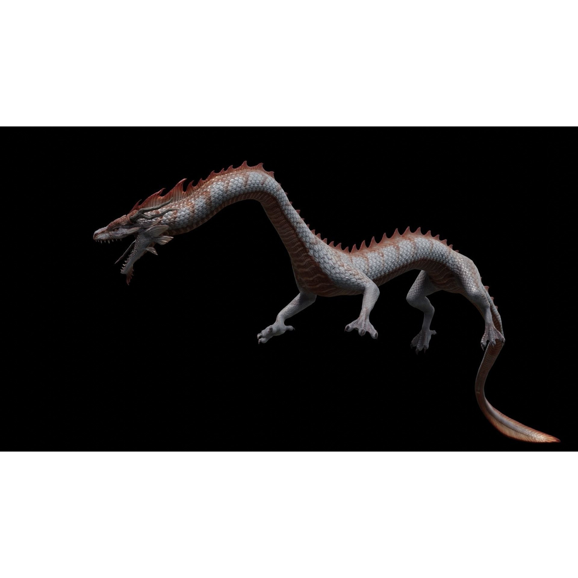 Asian Serpent Dragon - Low-Poly Game-Ready 3D Model - View 7