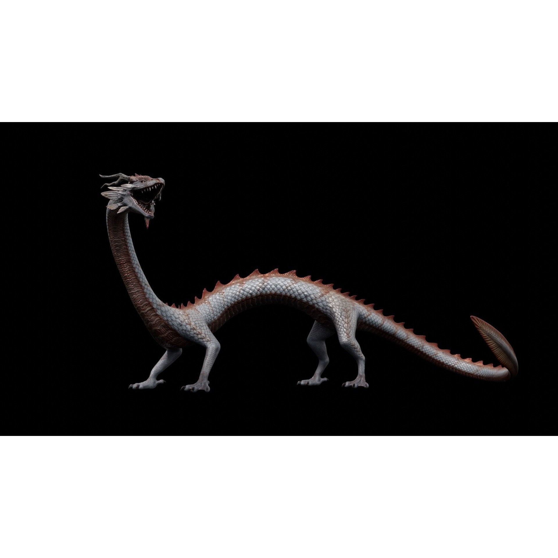 Asian Serpent Dragon - Low-Poly Game-Ready 3D Model - View 9