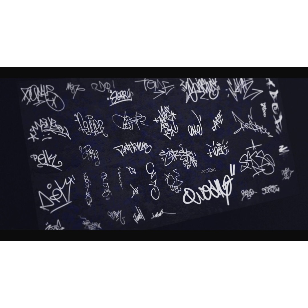 Graffiti Decals 3D Model – Hand-Painted Textures, PNG Format - View 10