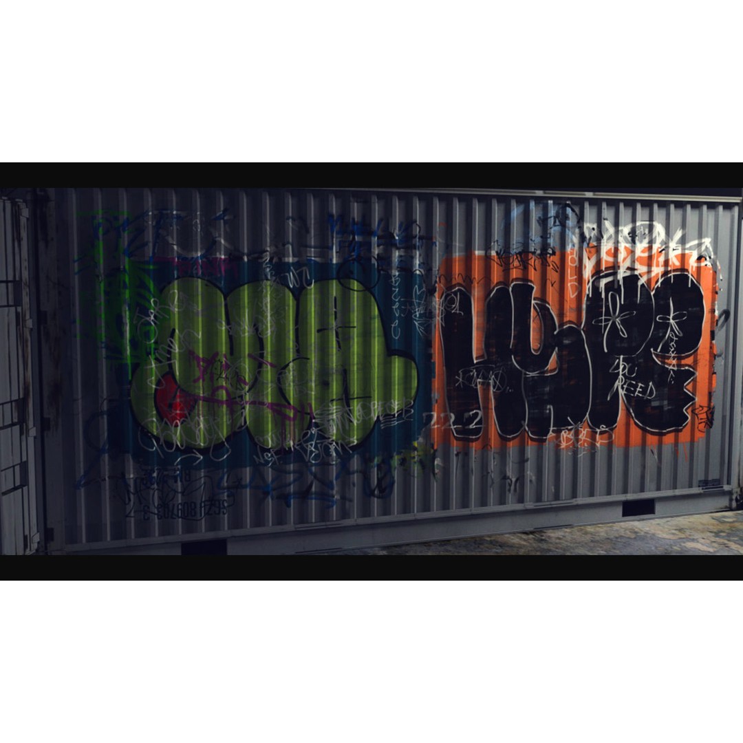 Graffiti Decals 3D Model – Hand-Painted Textures, PNG Format - View 11