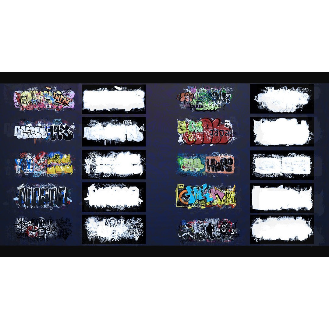 Graffiti Decals 3D Model – Hand-Painted Textures, PNG Format - View 15
