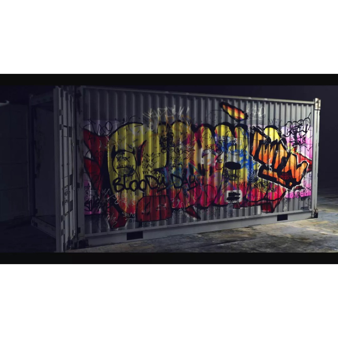 Graffiti Decals 3D Model – Hand-Painted Textures, PNG Format - View 2