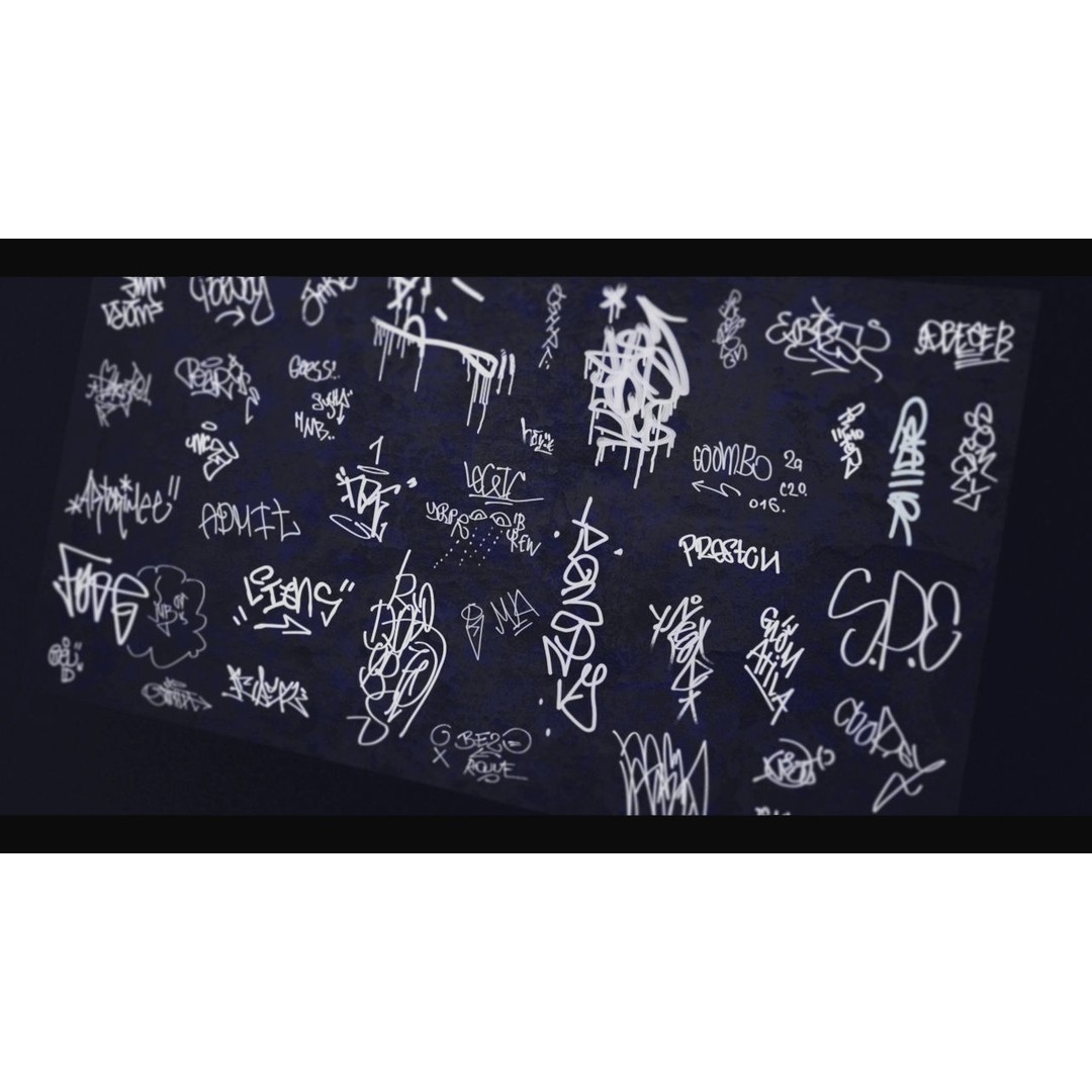 Graffiti Decals 3D Model – Hand-Painted Textures, PNG Format - View 4