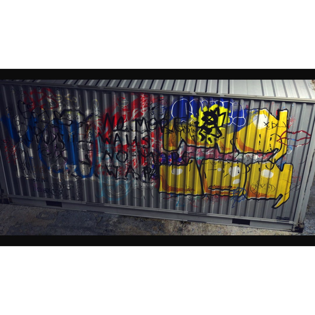 Graffiti Decals 3D Model – Hand-Painted Textures, PNG Format - View 9