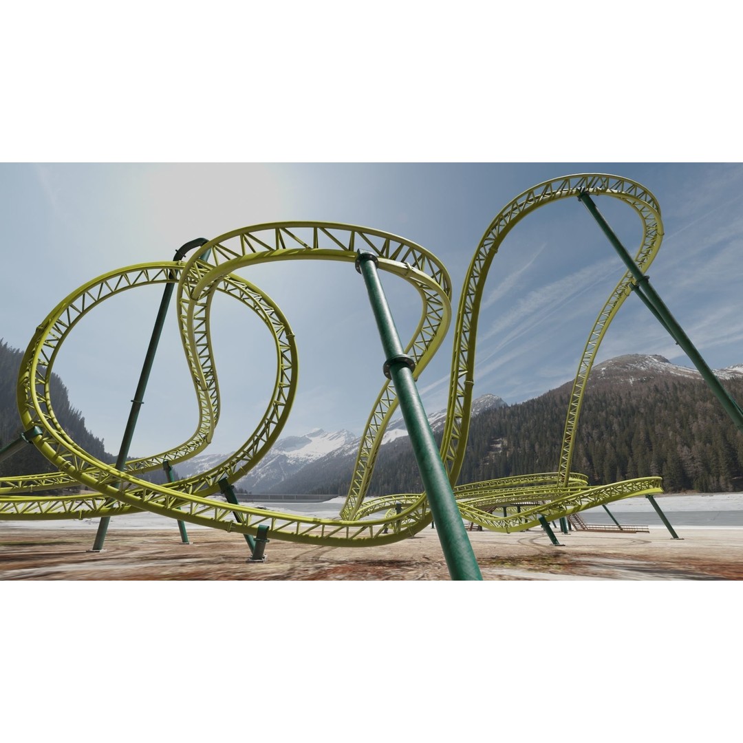 Rollercoaster 3D Model – Game-Ready PBR Asset, FBX & OBJ Formats - View 22