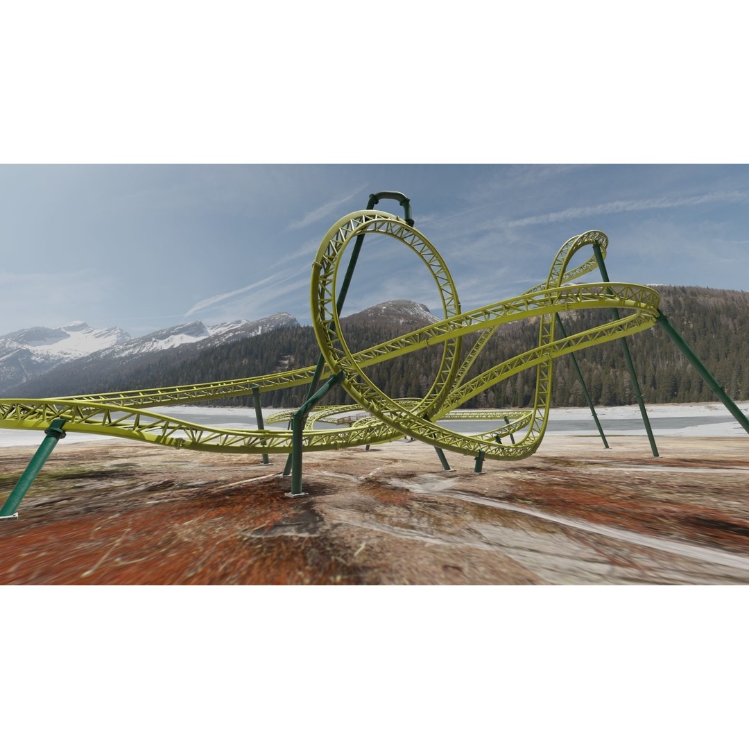 Rollercoaster 3D Model – Game-Ready PBR Asset, FBX & OBJ Formats - View 23