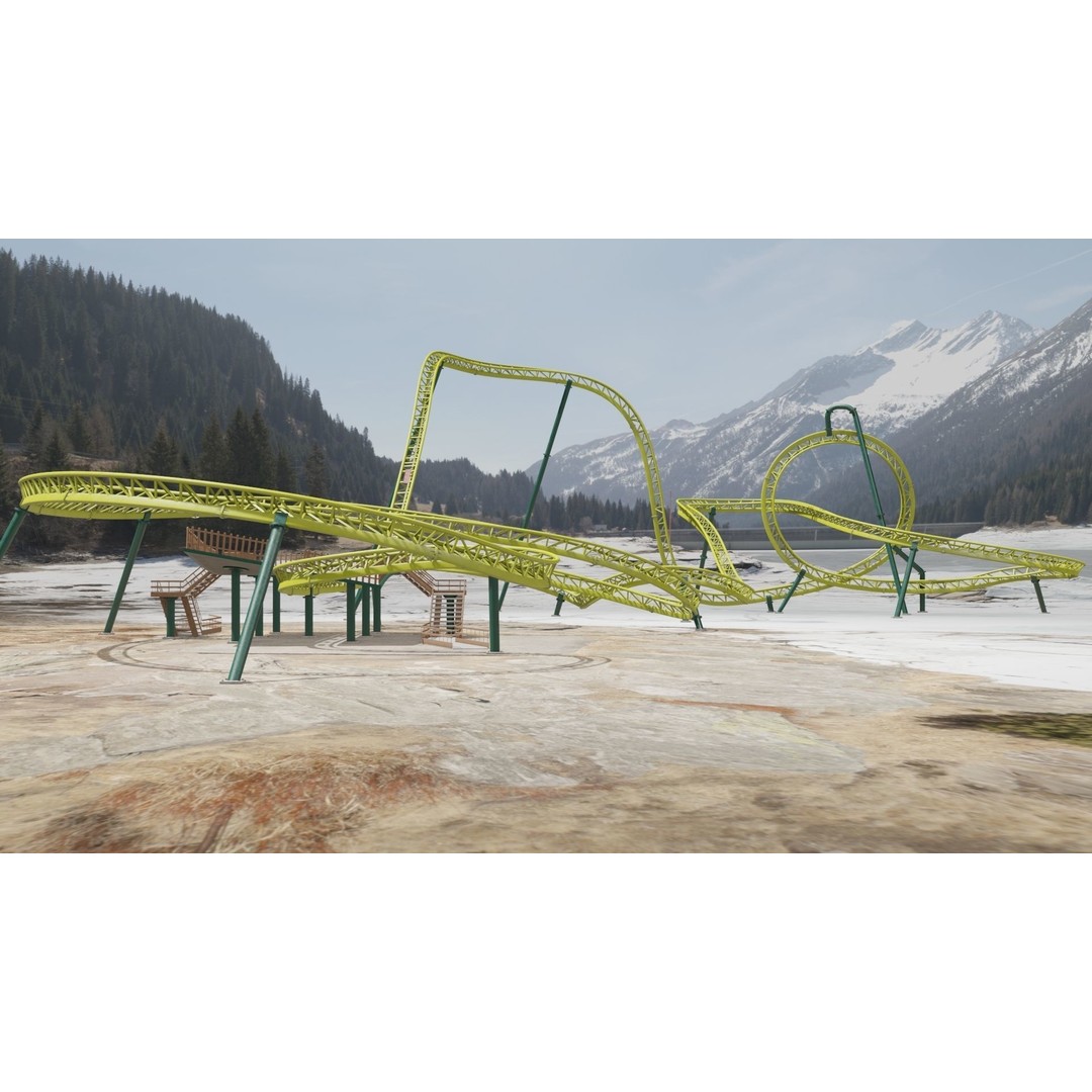 Rollercoaster 3D Model – Game-Ready PBR Asset, FBX & OBJ Formats - View 28