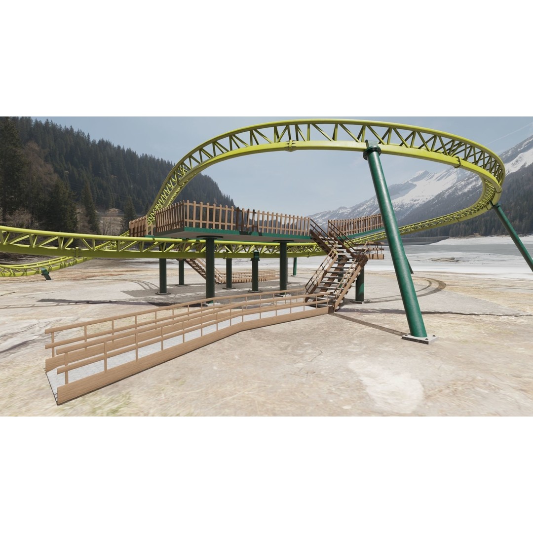Rollercoaster 3D Model – Game-Ready PBR Asset, FBX & OBJ Formats - View 3