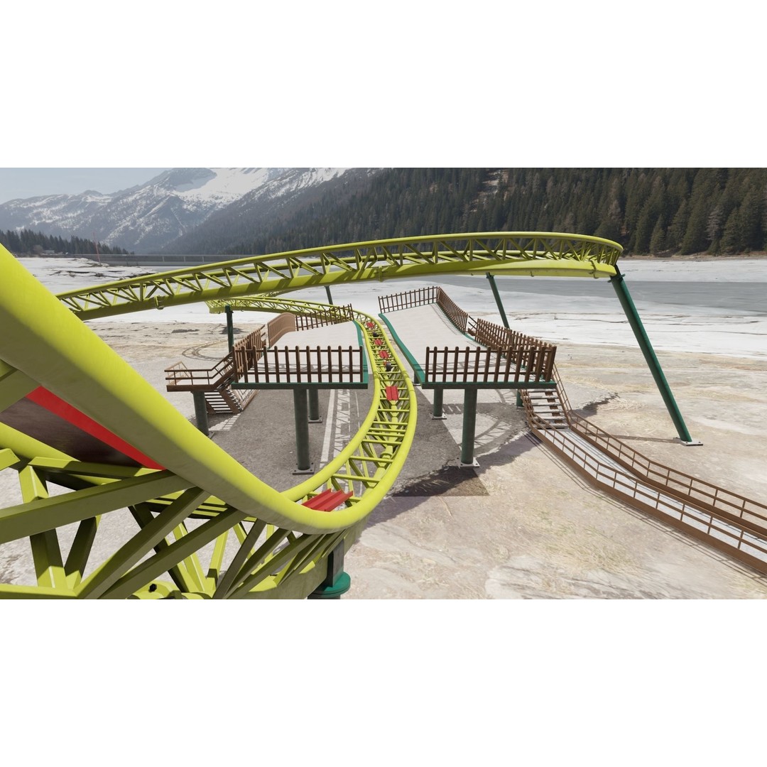 Rollercoaster 3D Model – Game-Ready PBR Asset, FBX & OBJ Formats - View 4