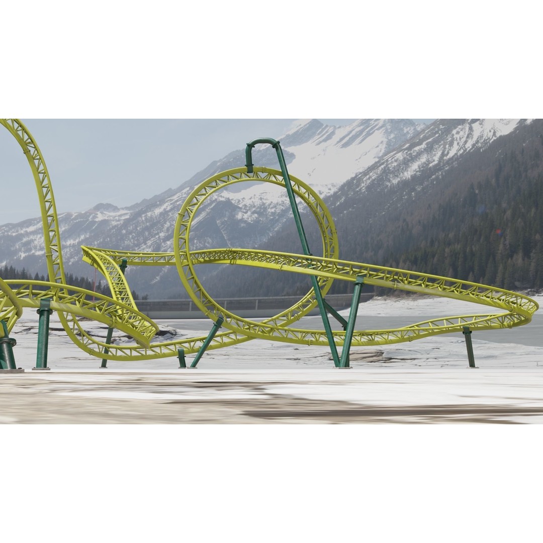 Rollercoaster 3D Model – Game-Ready PBR Asset, FBX & OBJ Formats - View 9