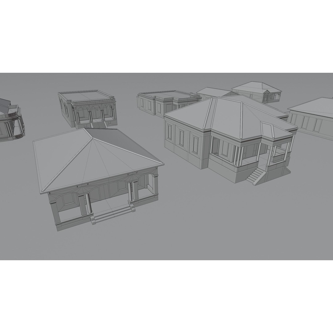Cuban Colonial Style House Pack 3D Model – Low Poly Game Asset, FBX