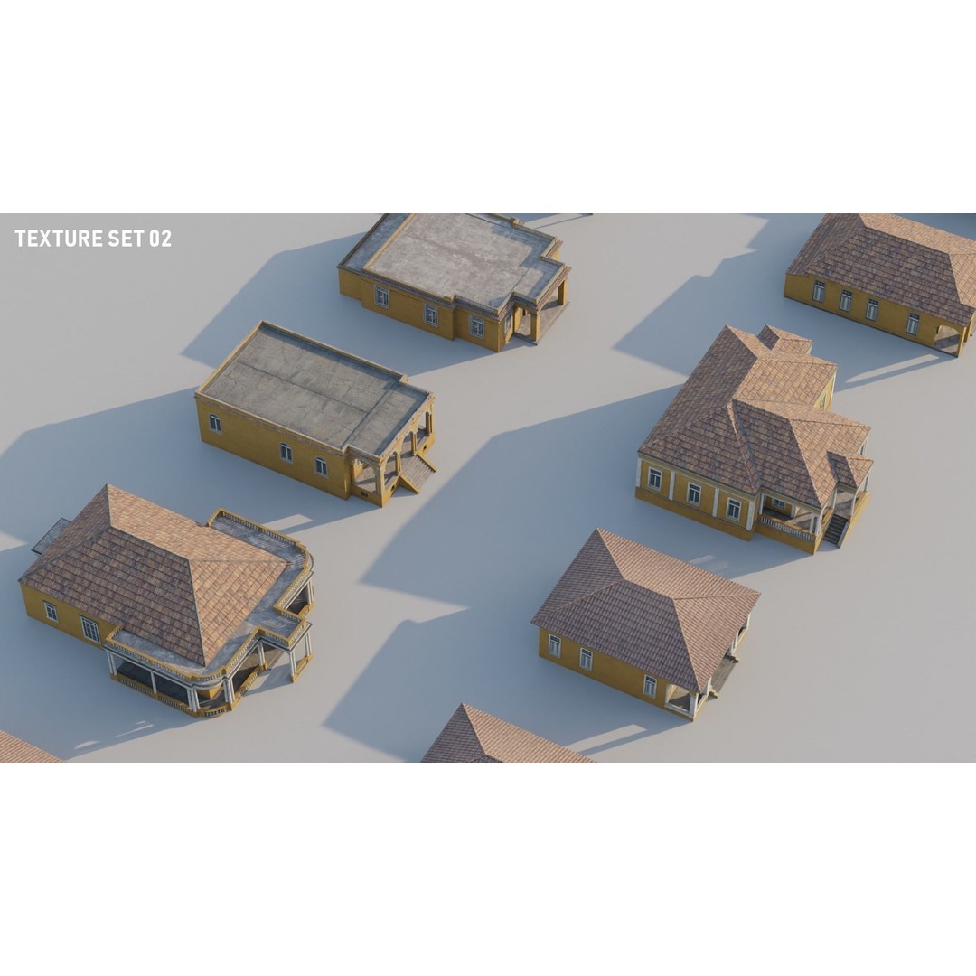 Cuban Colonial Style House Pack 3D Model – Low Poly Game Asset, FBX - View 10