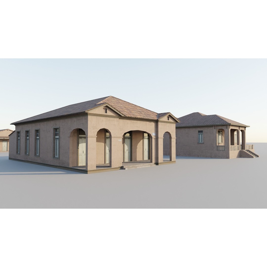 Cuban Colonial Style House Pack 3D Model – Low Poly Game Asset, FBX - View 12